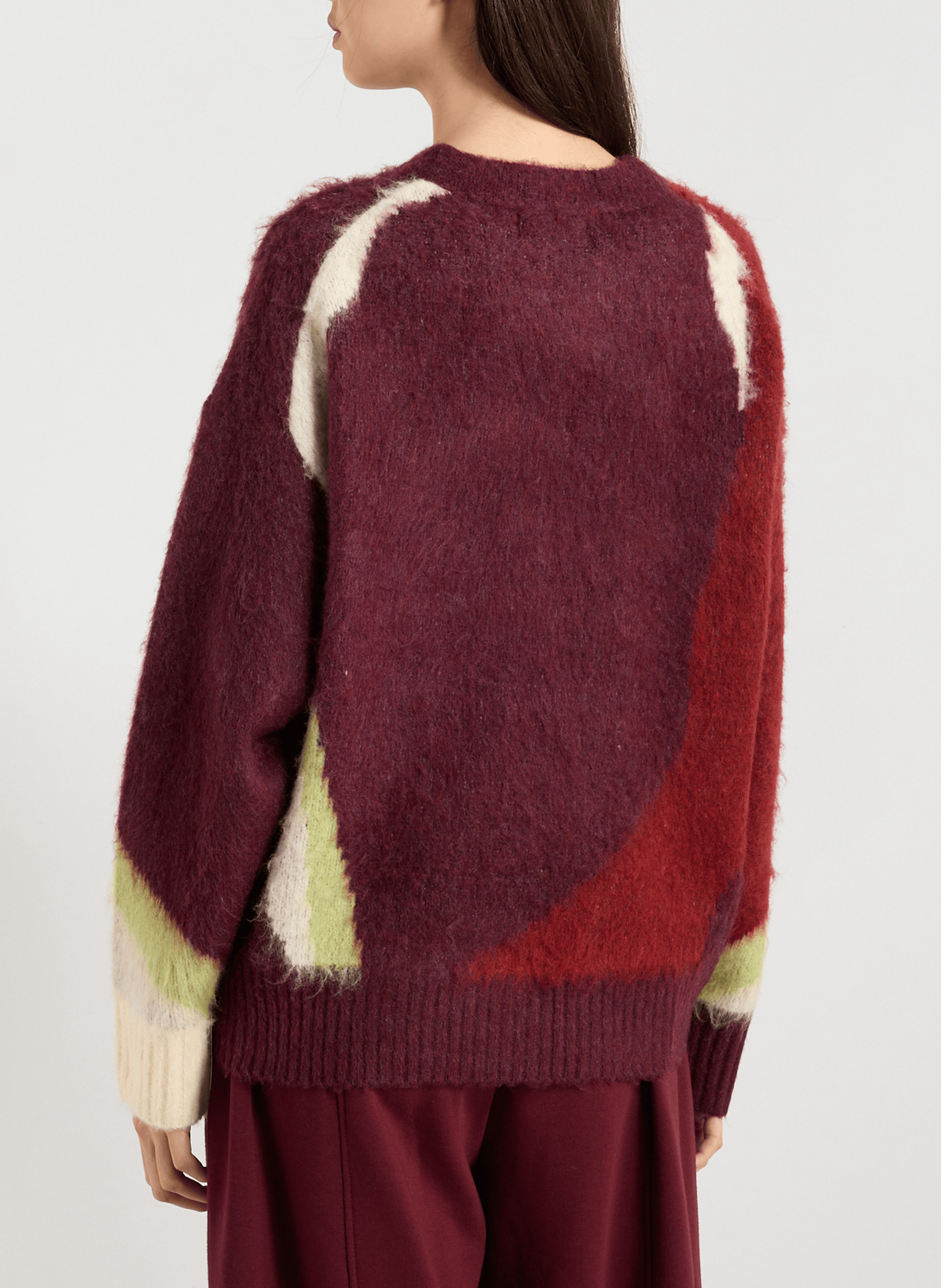 Pull ample fleuri à col rond TOPSHOP Rouge