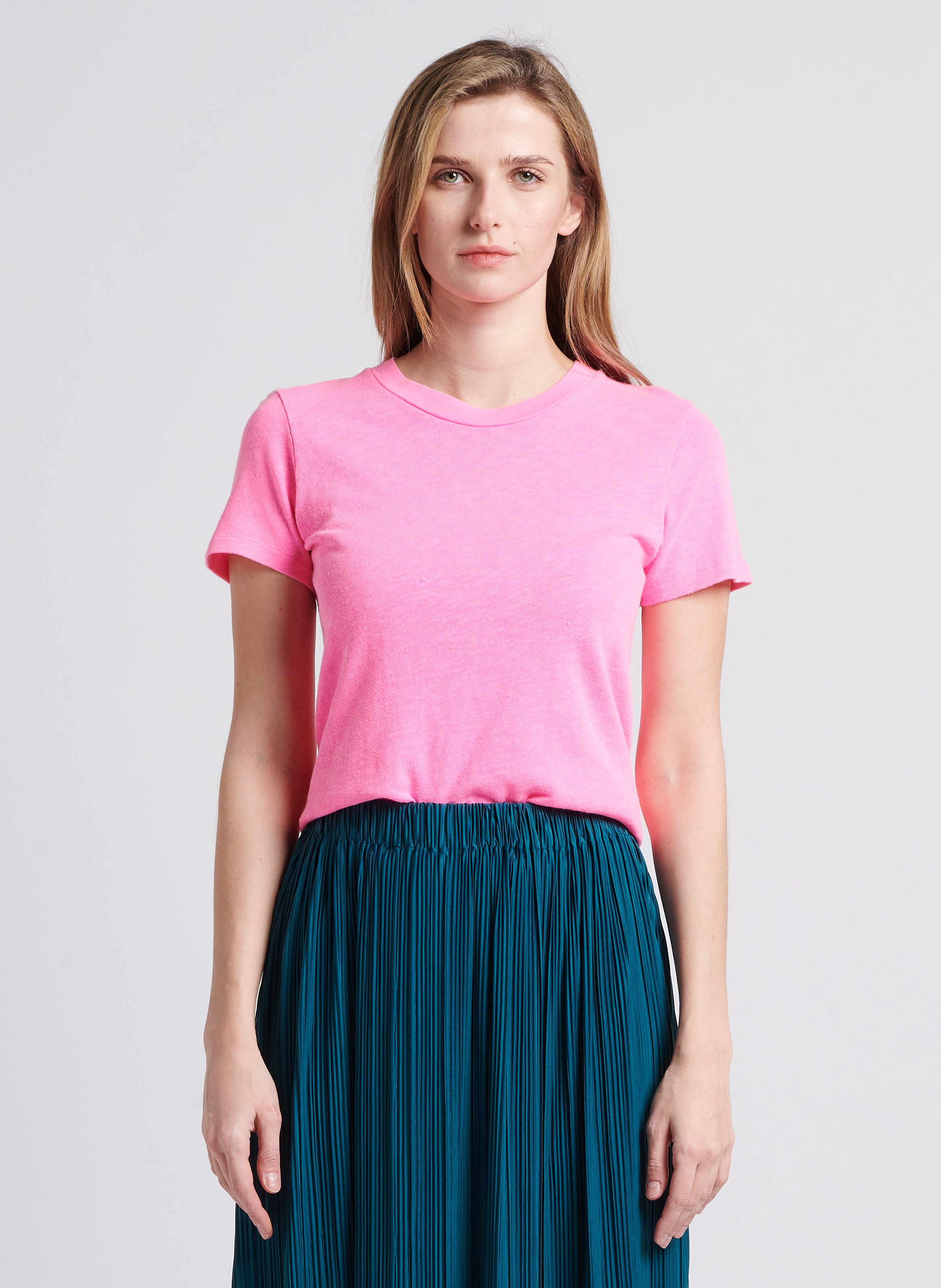 Tee-shirt col rond droit en coton sonoma AMERICAN VINTAGE Rose