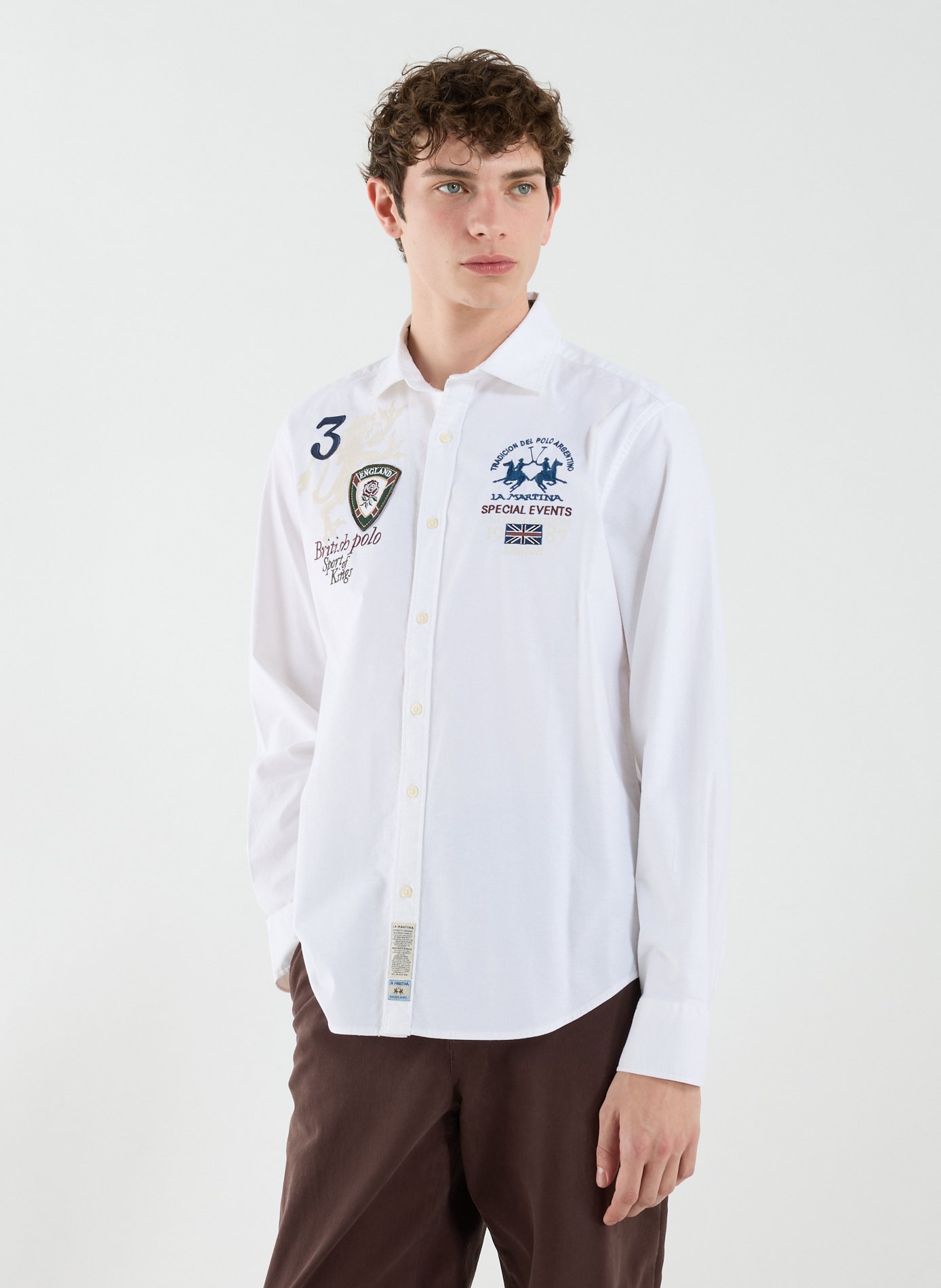 LA MARTINA Chemise en coton brodé Blanc