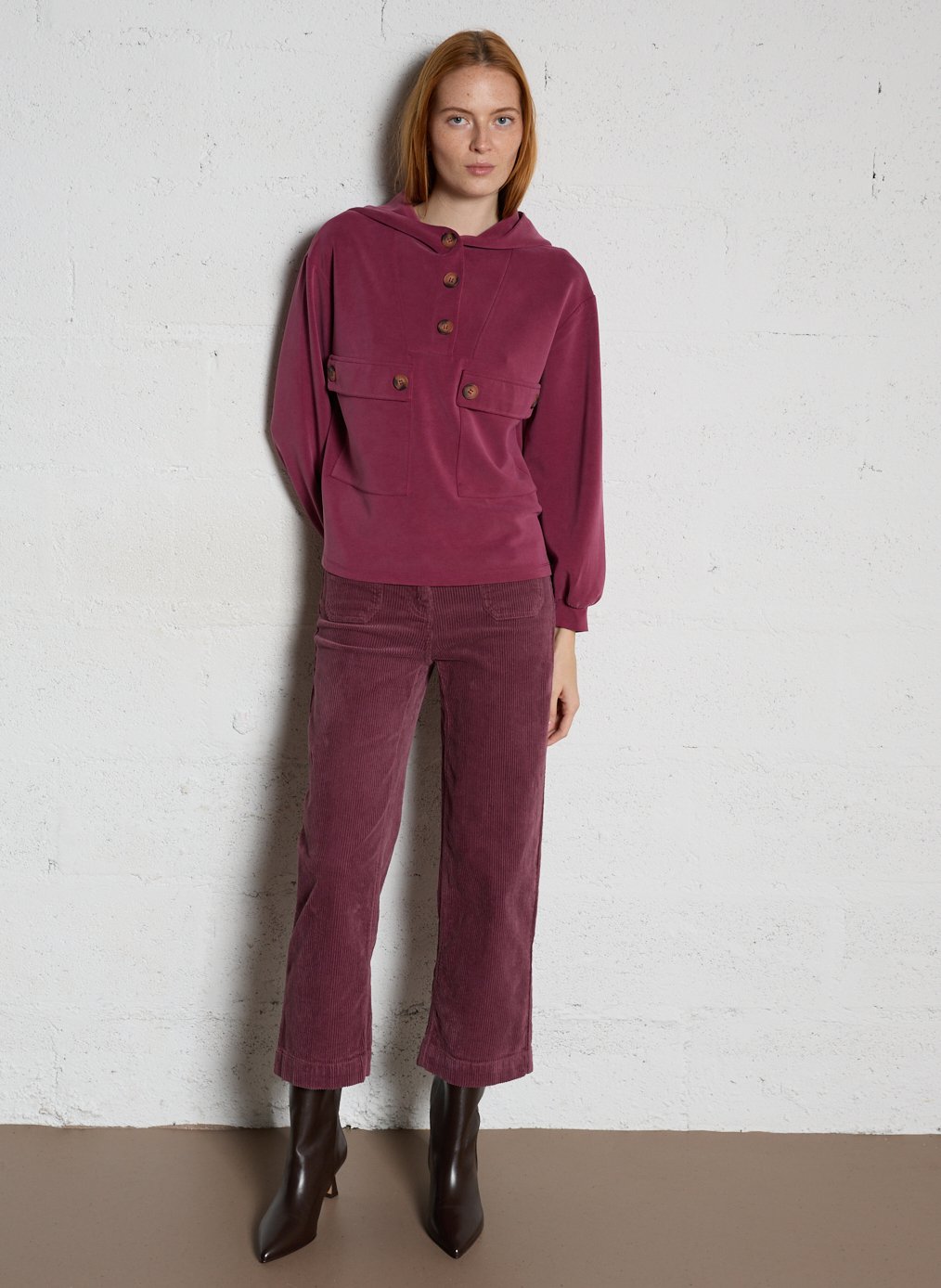 Pantalon droit en velours côtelé mae MAISON 123 Violet
