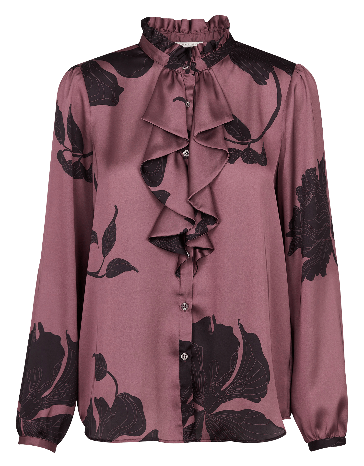 Chemise ample à jabot imprimé floral IKKS Marron