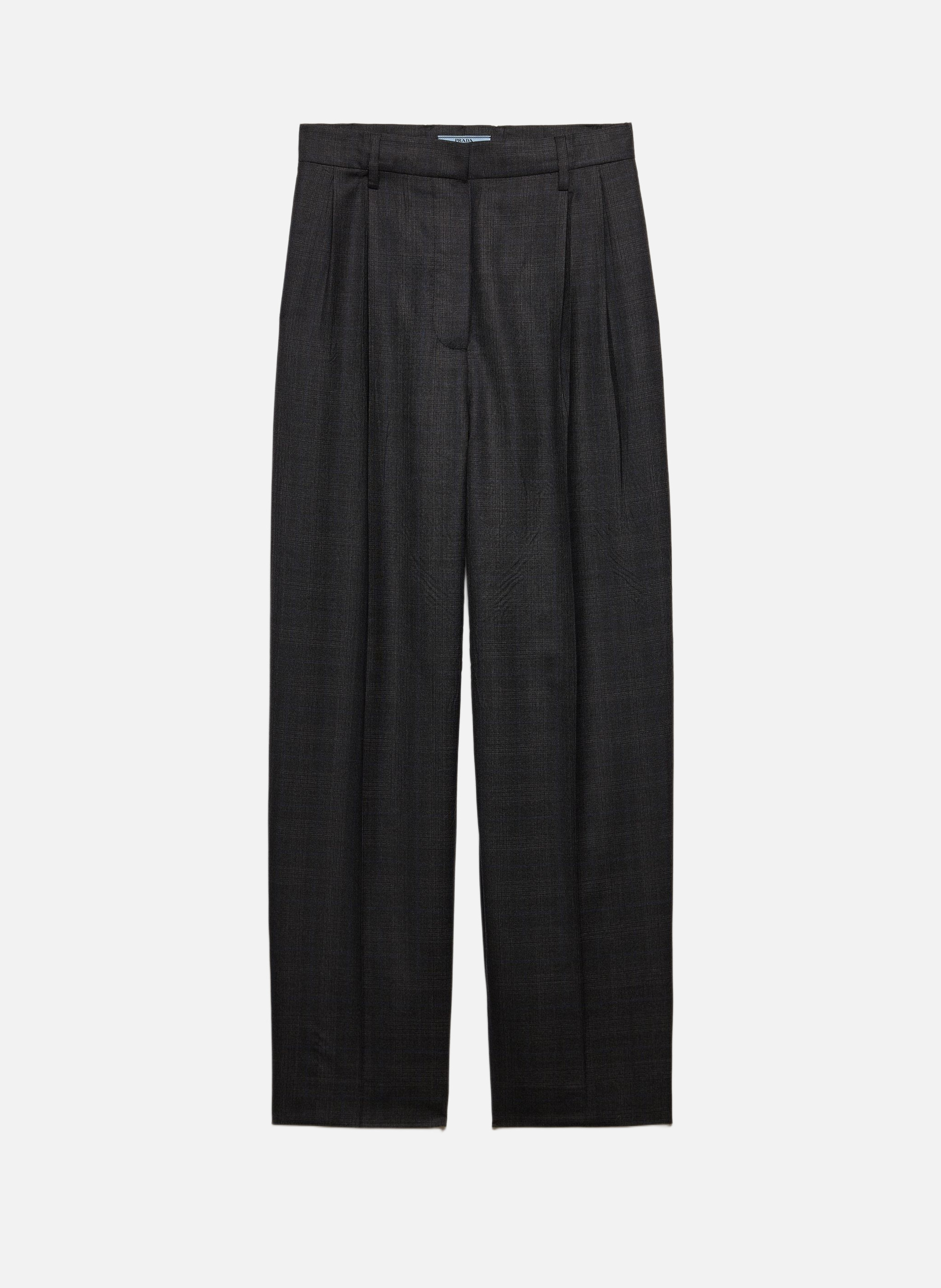 Pantalon en laine à carreaux PRADA Gris