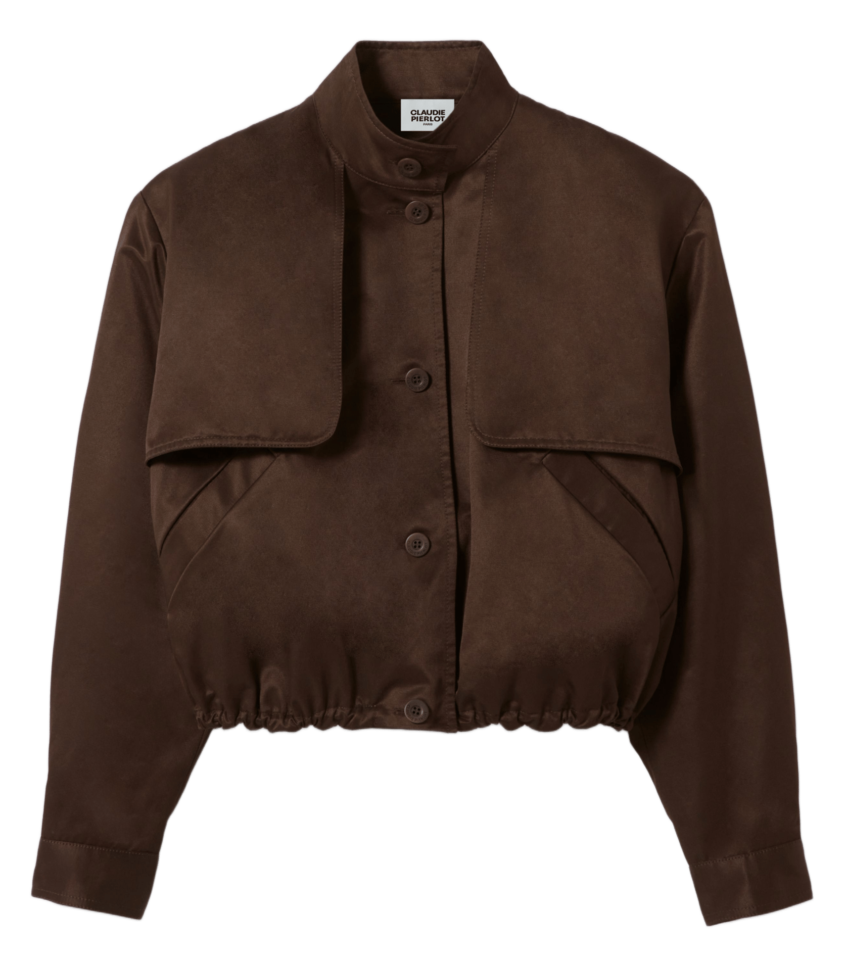 Blouson oversize col montant en coton mélangé CLAUDIE PIERLOT Marron