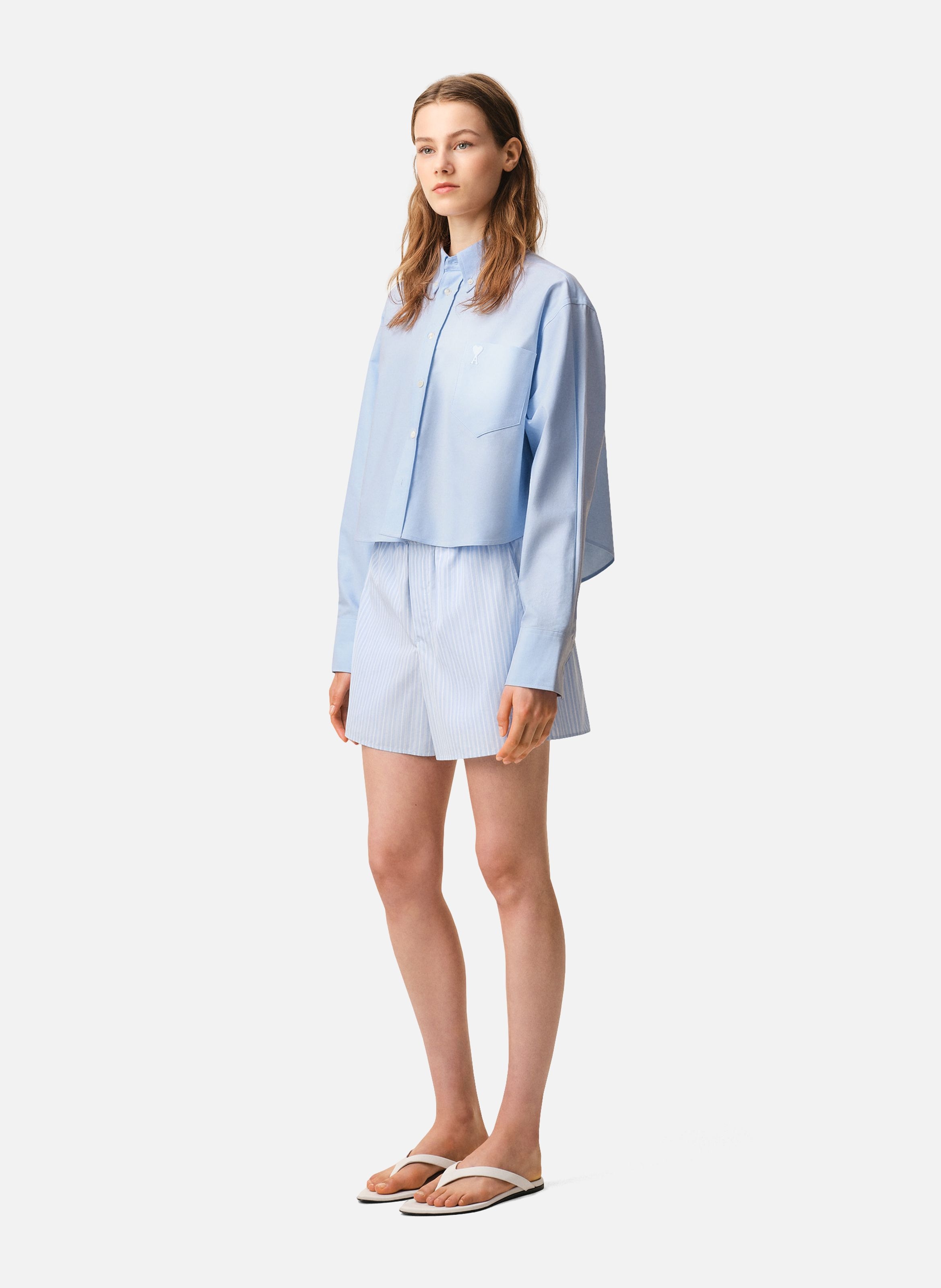 Chemise Croppée Oversize Ami De Coeur En Coton AMI PARIS Bleu