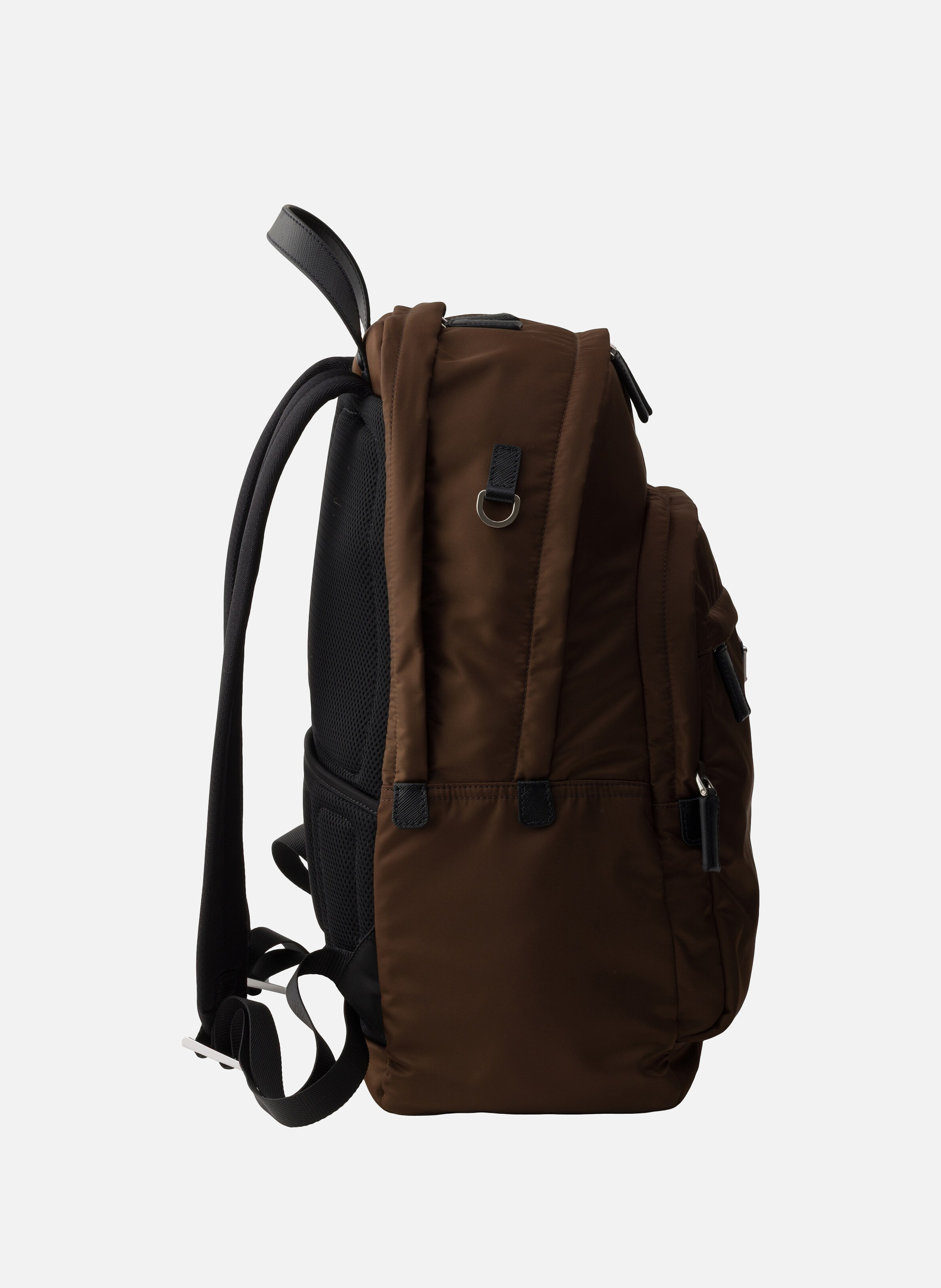 Sac à dos en re-nylon et cuir saffiano PRADA Marron