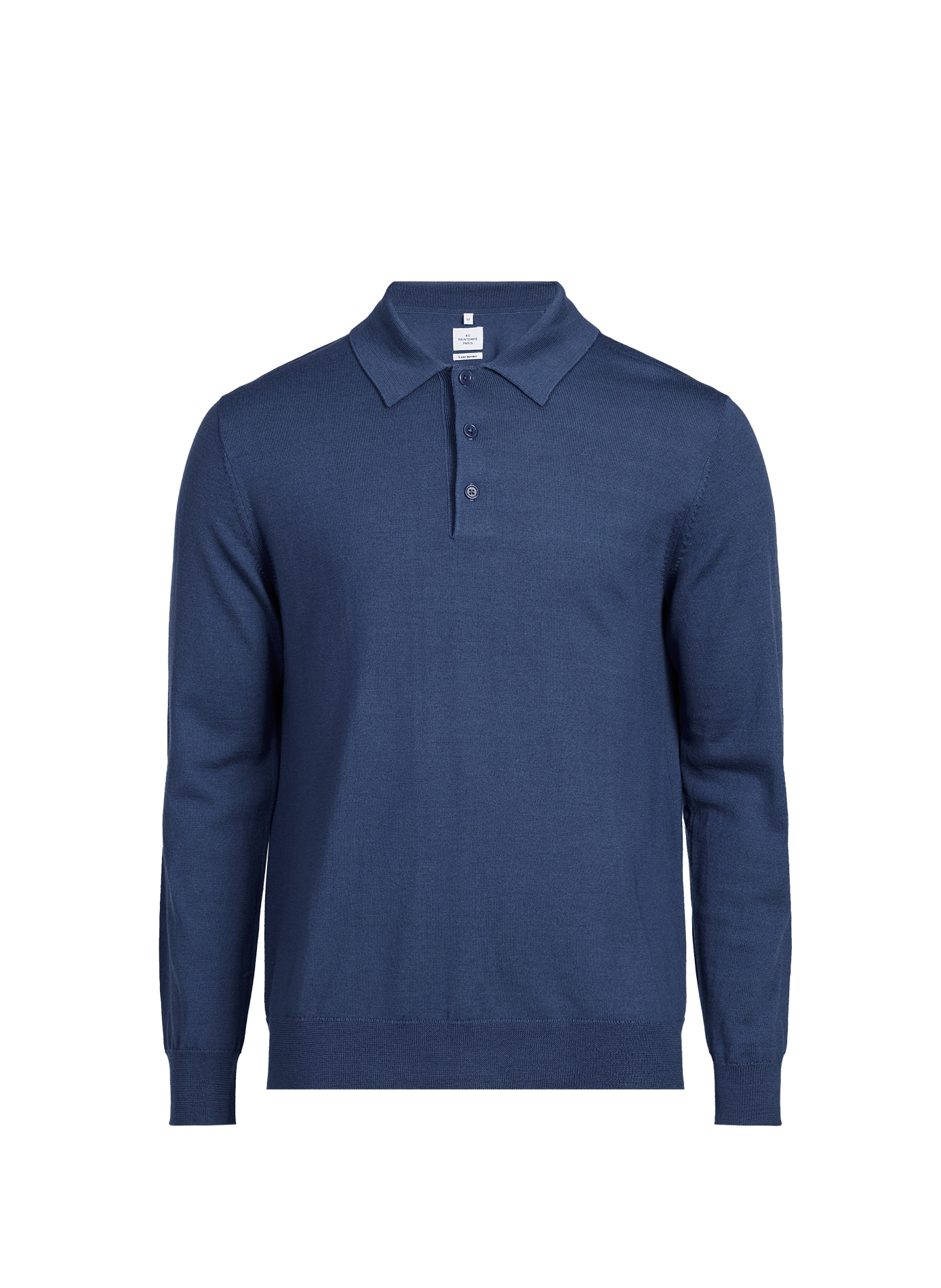 Polo manches longues en laine mérinos AU PRINTEMPS PARIS Bleu
