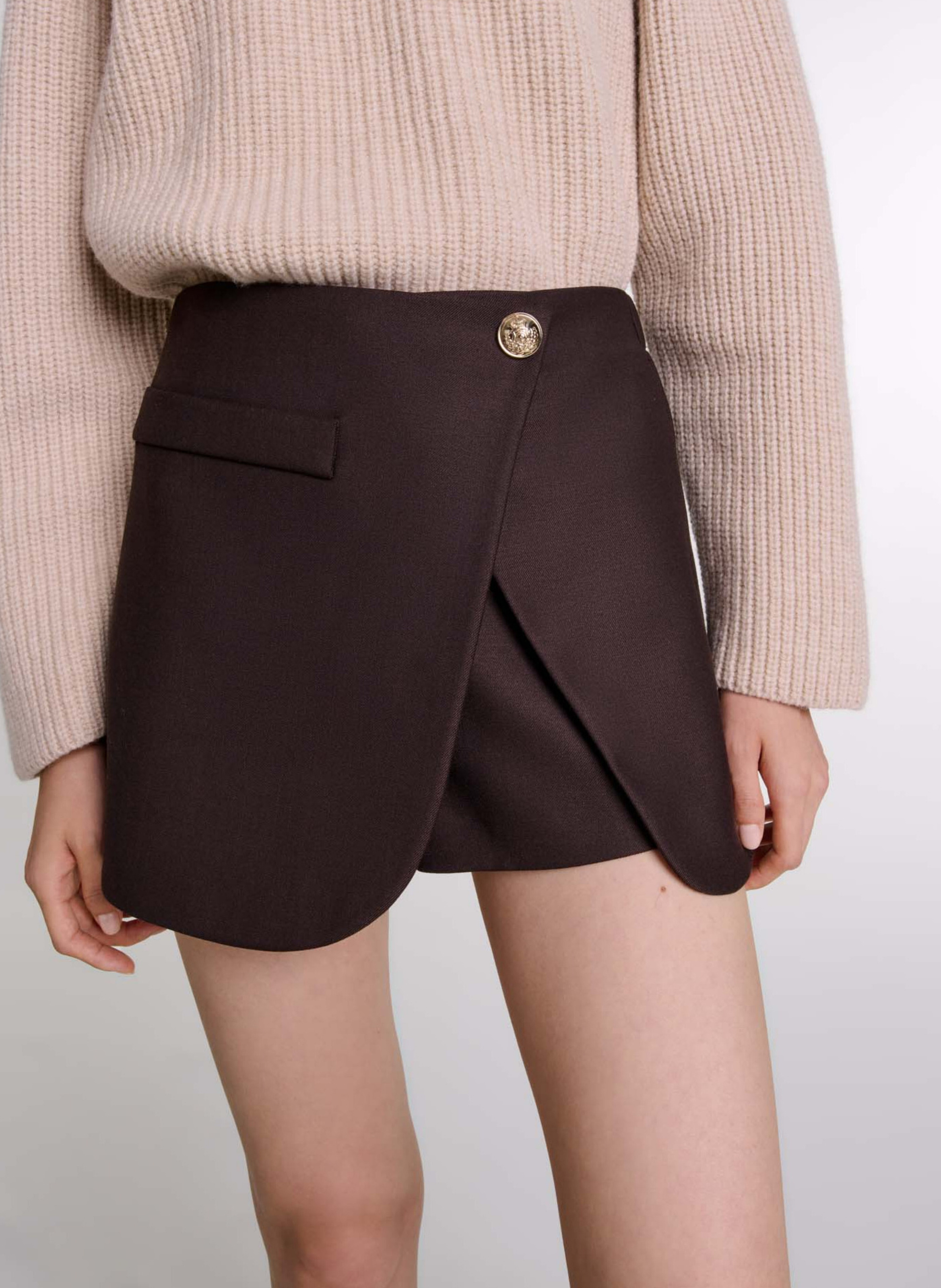 Mini jupe short MAJE Marron