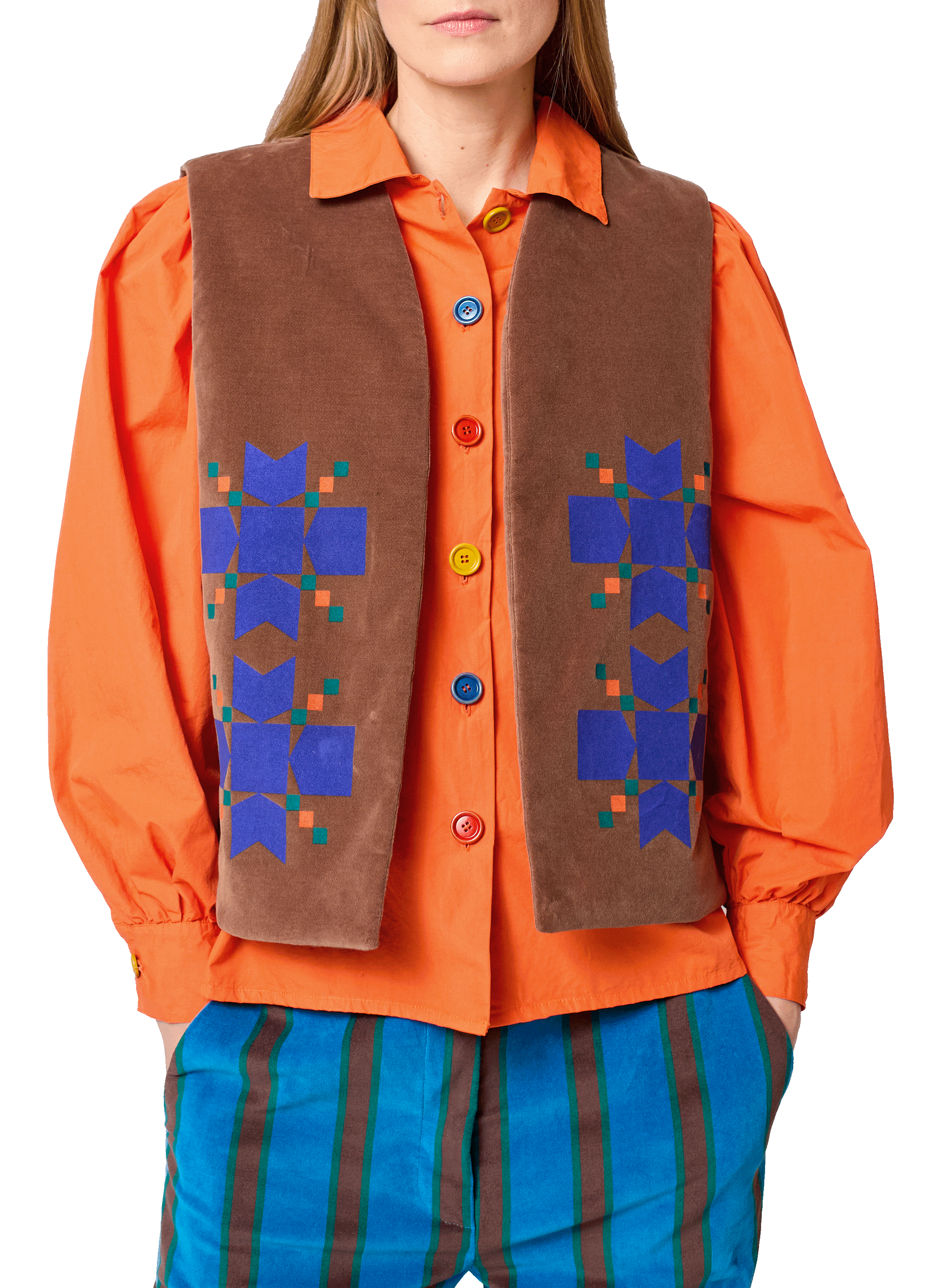 Gilet sans manches en velours de coton BOBO CHOSES Marron