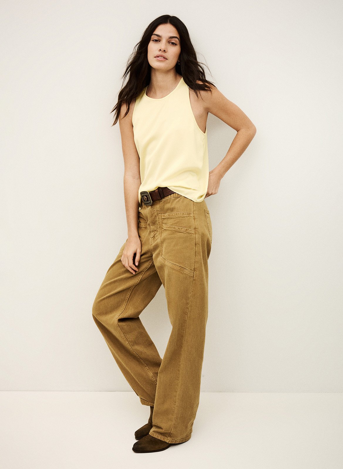 Top col rond sans manches uni cedi BA&SH Beige