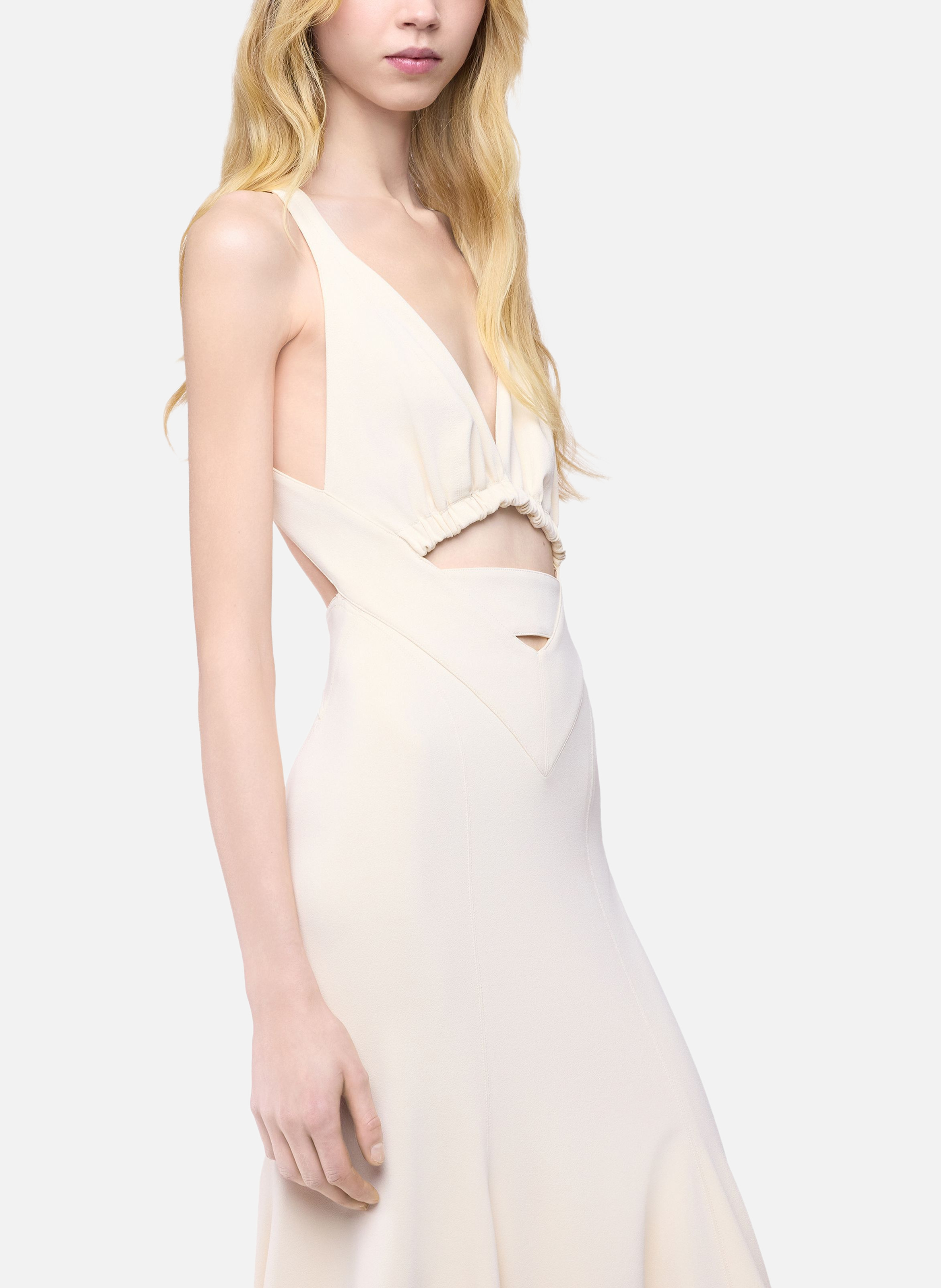 Robe midi en jersey de viscose RABANNE Blanc