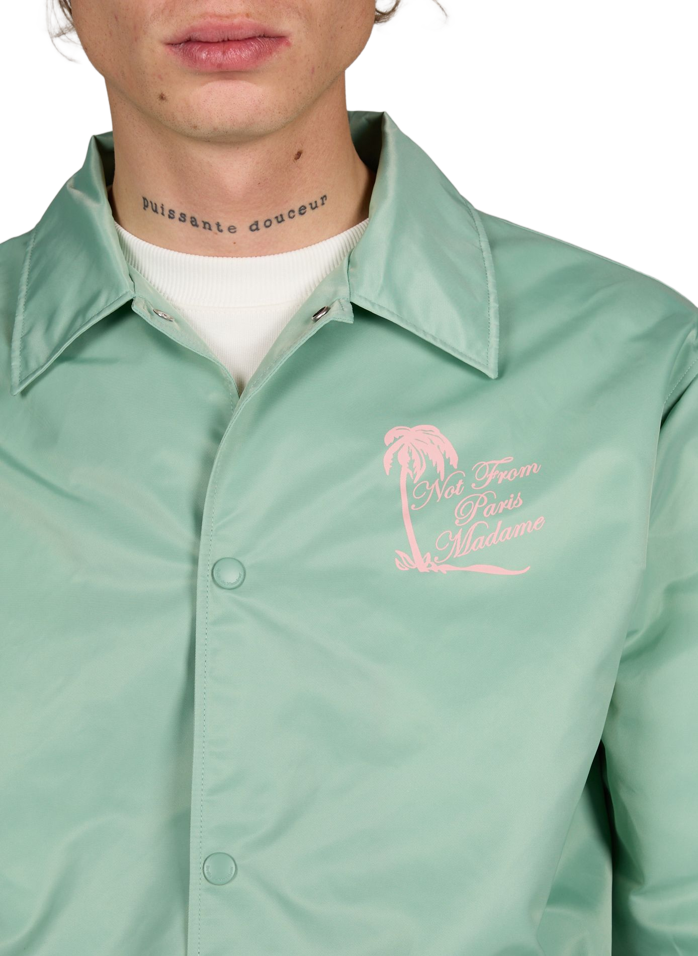 Straight jacket with classic printed collar DROLE DE MONSIEUR Green