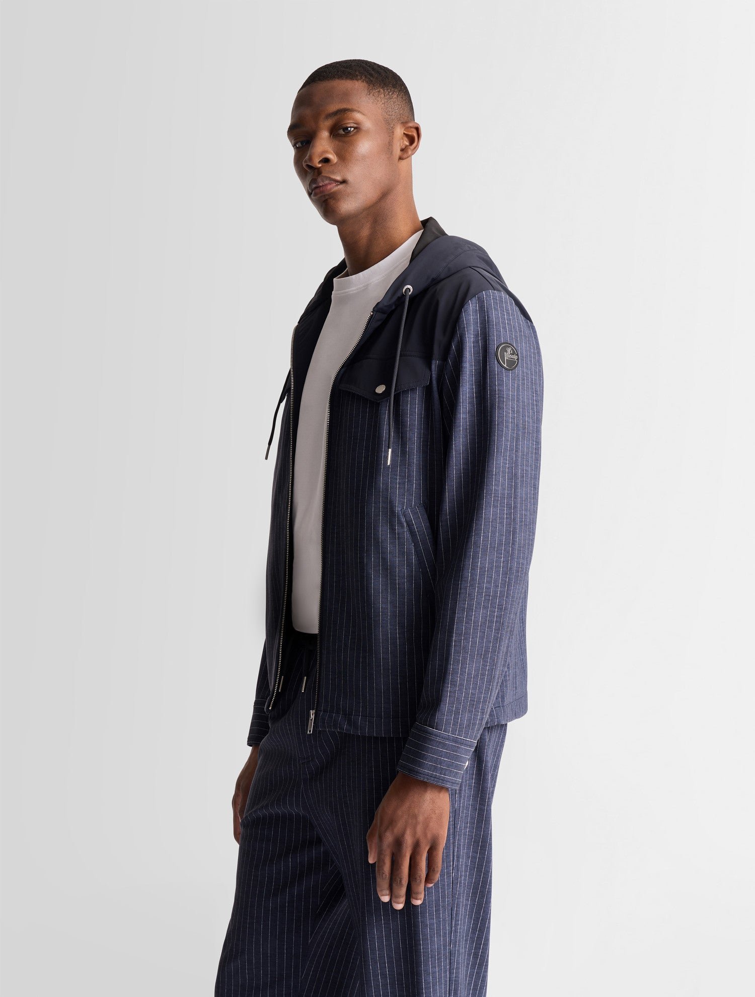 Blouson rocelan col capuche coupe regular FUSALP Bleu