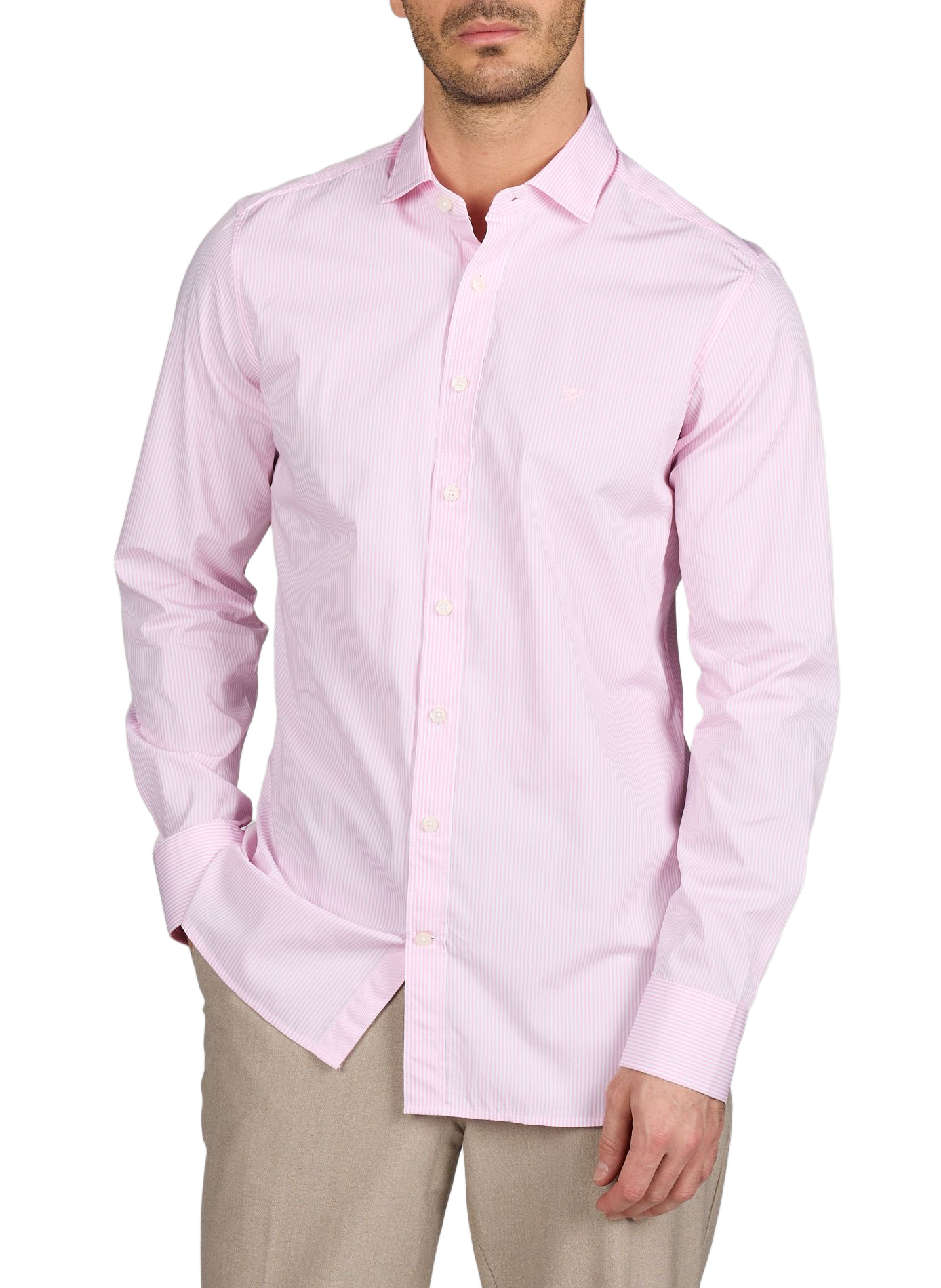 Chemise droite à rayures en coton HACKETT Rose