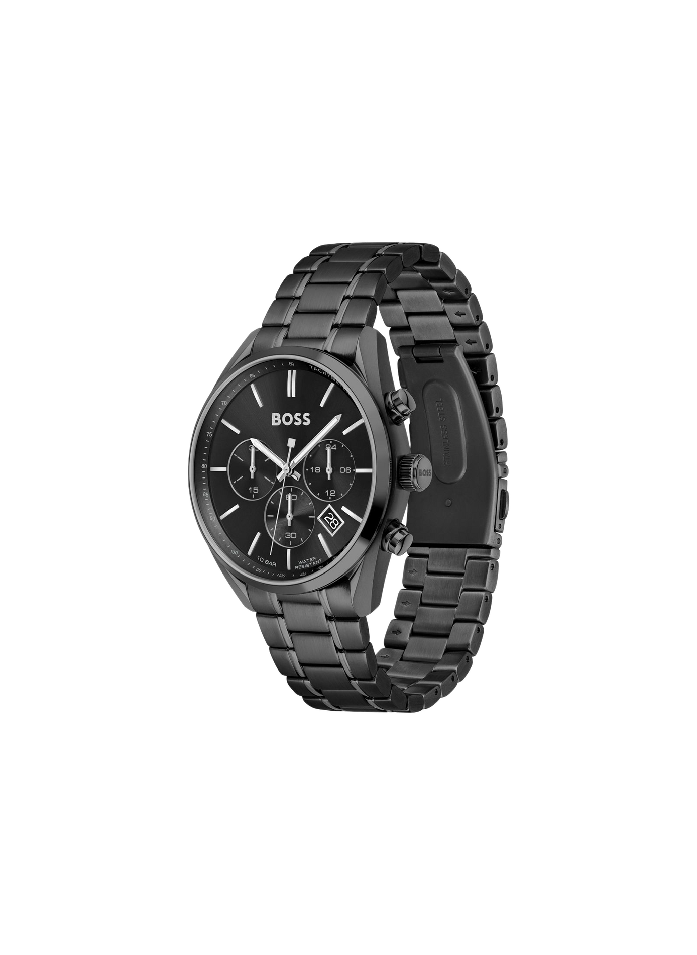 Montre quartz Champion en acier inoxydable BOSS MONTRES Noir