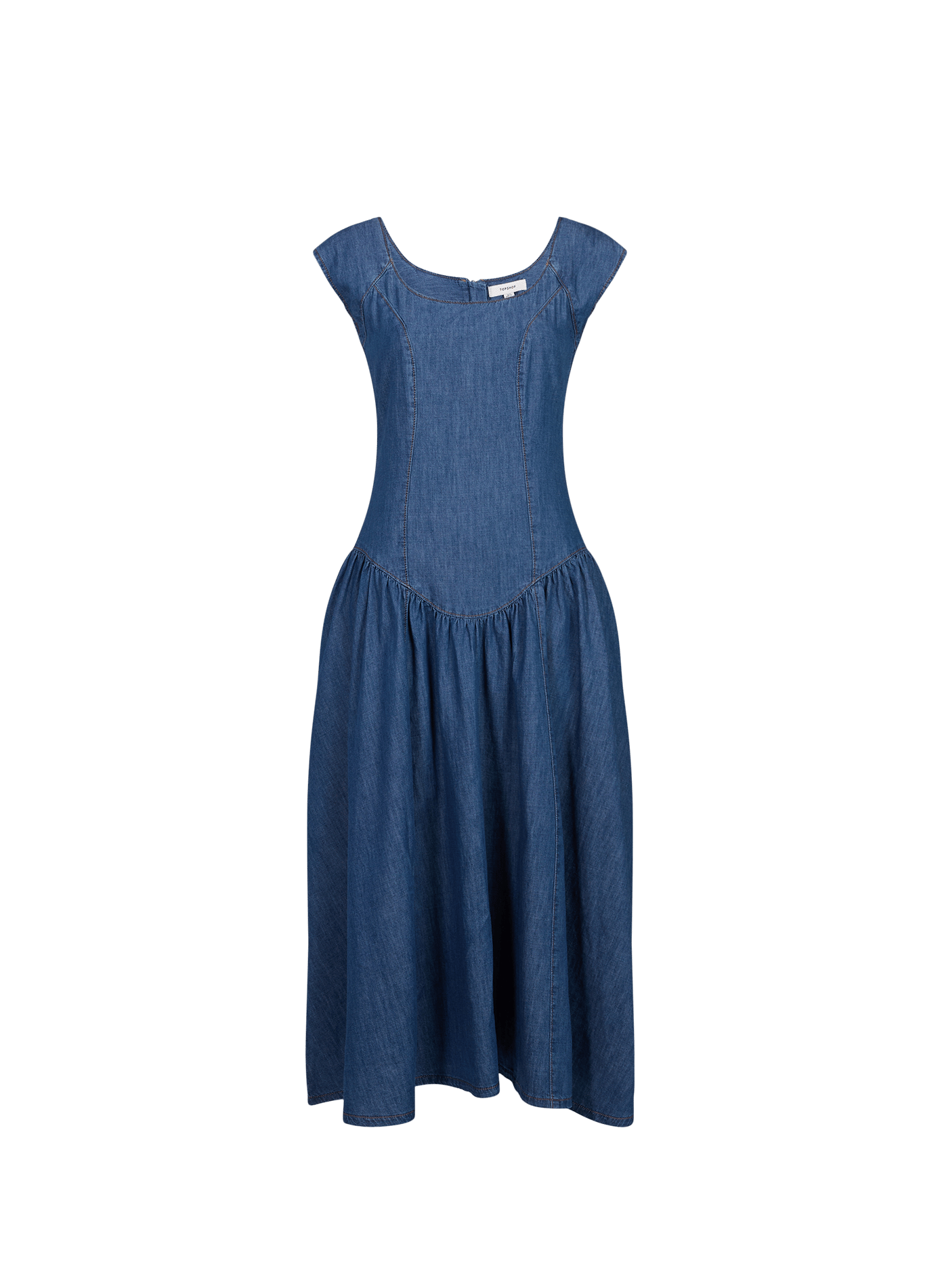 Abito midi Tseya in denim di cotone TOPSHOP Blu