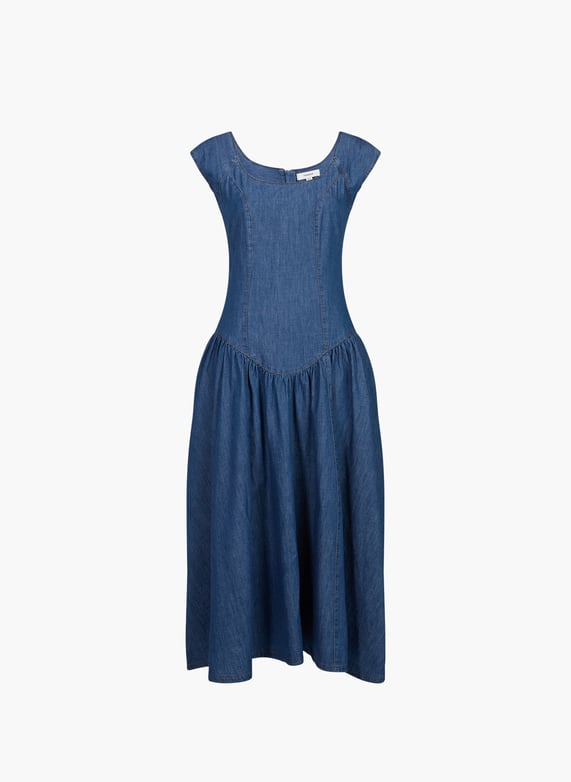 topshop denim midi dress Midi Topshop Moto Dree Shop Topshop Dropped Waist Structured Denim Midi Dress In Rinse On