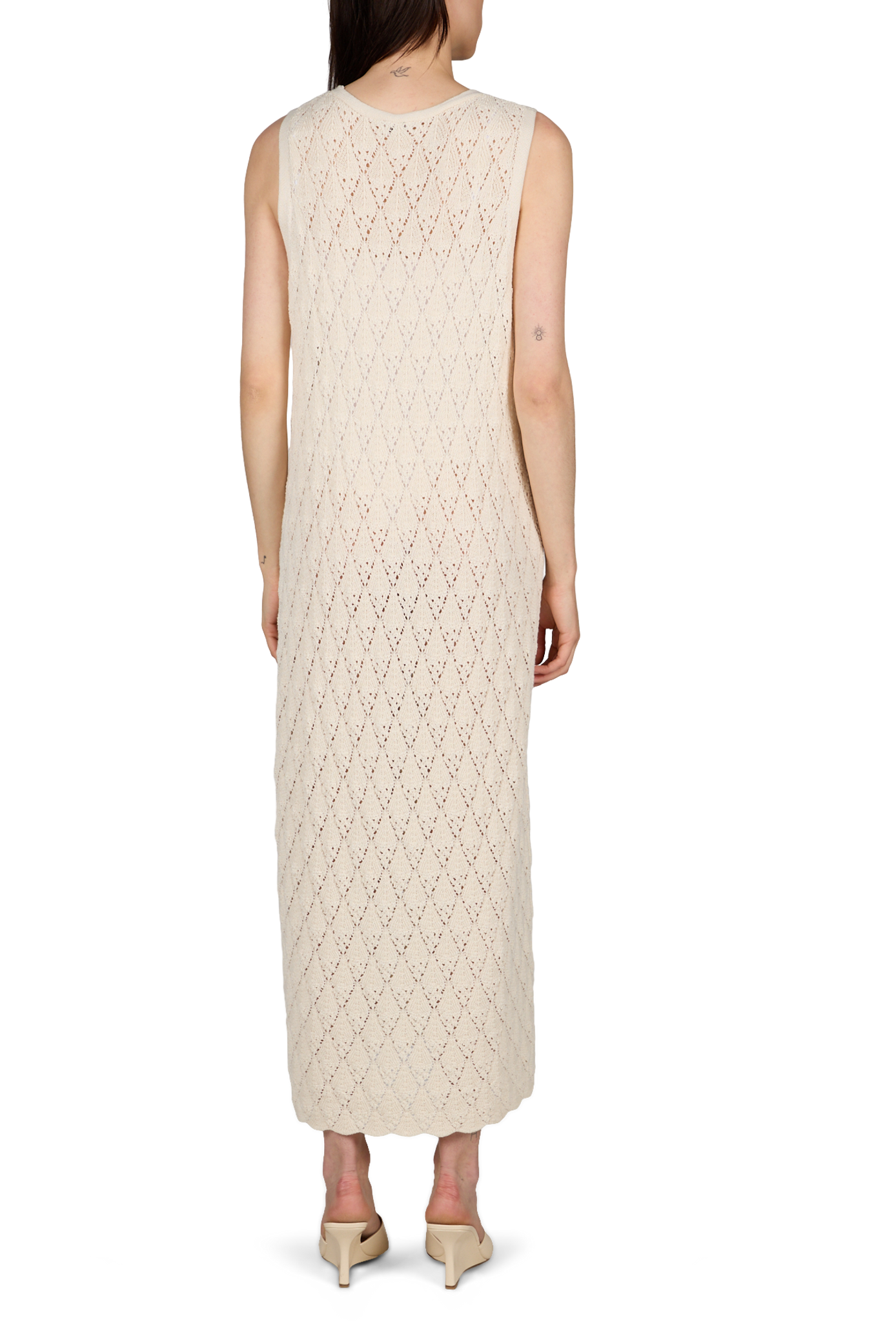 Robe longue en maille en coton mélangé OBJECT Beige