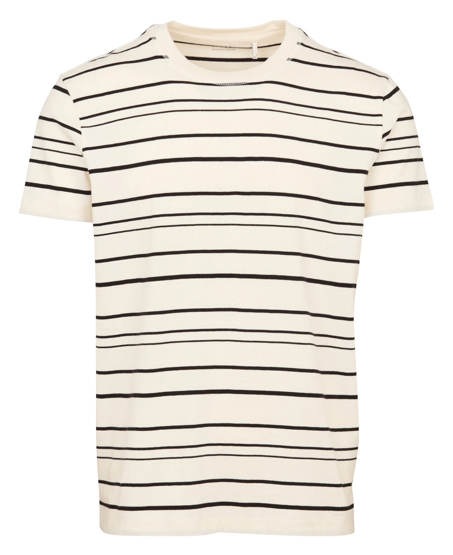 Tee-shirt droit col rond rayé en coton IKKS Blanc