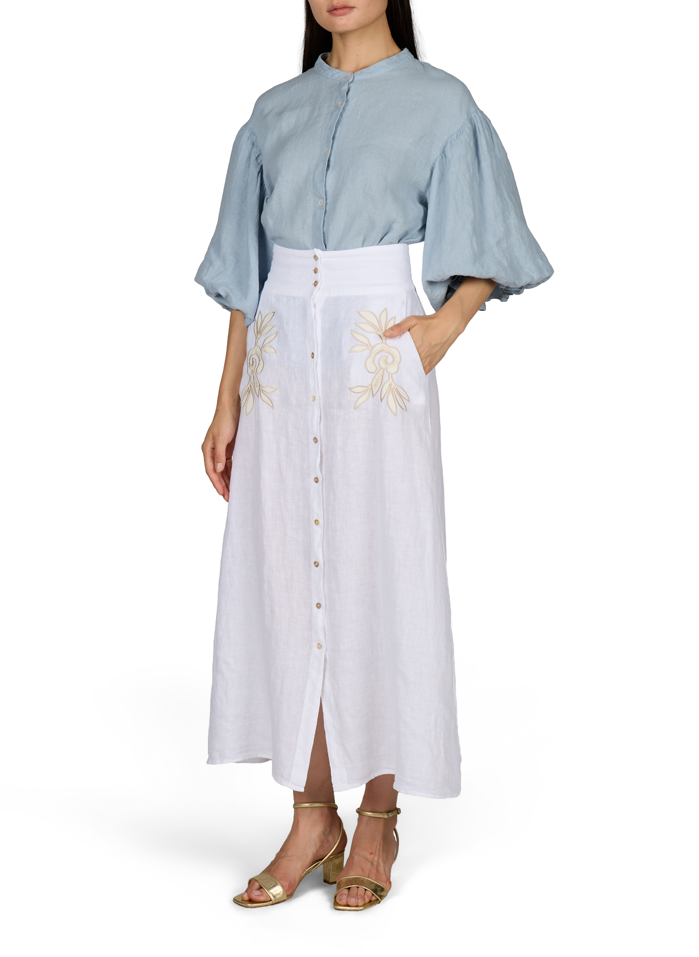 Mrs Mabe linen skirt MR MOOD White