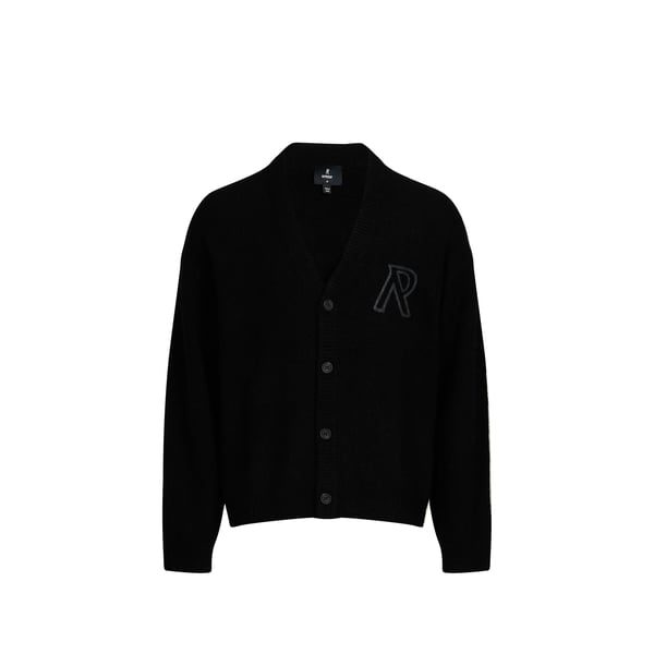 Cardigan uni à col en laine mélangée Cardigan uni à col en laine mélangée