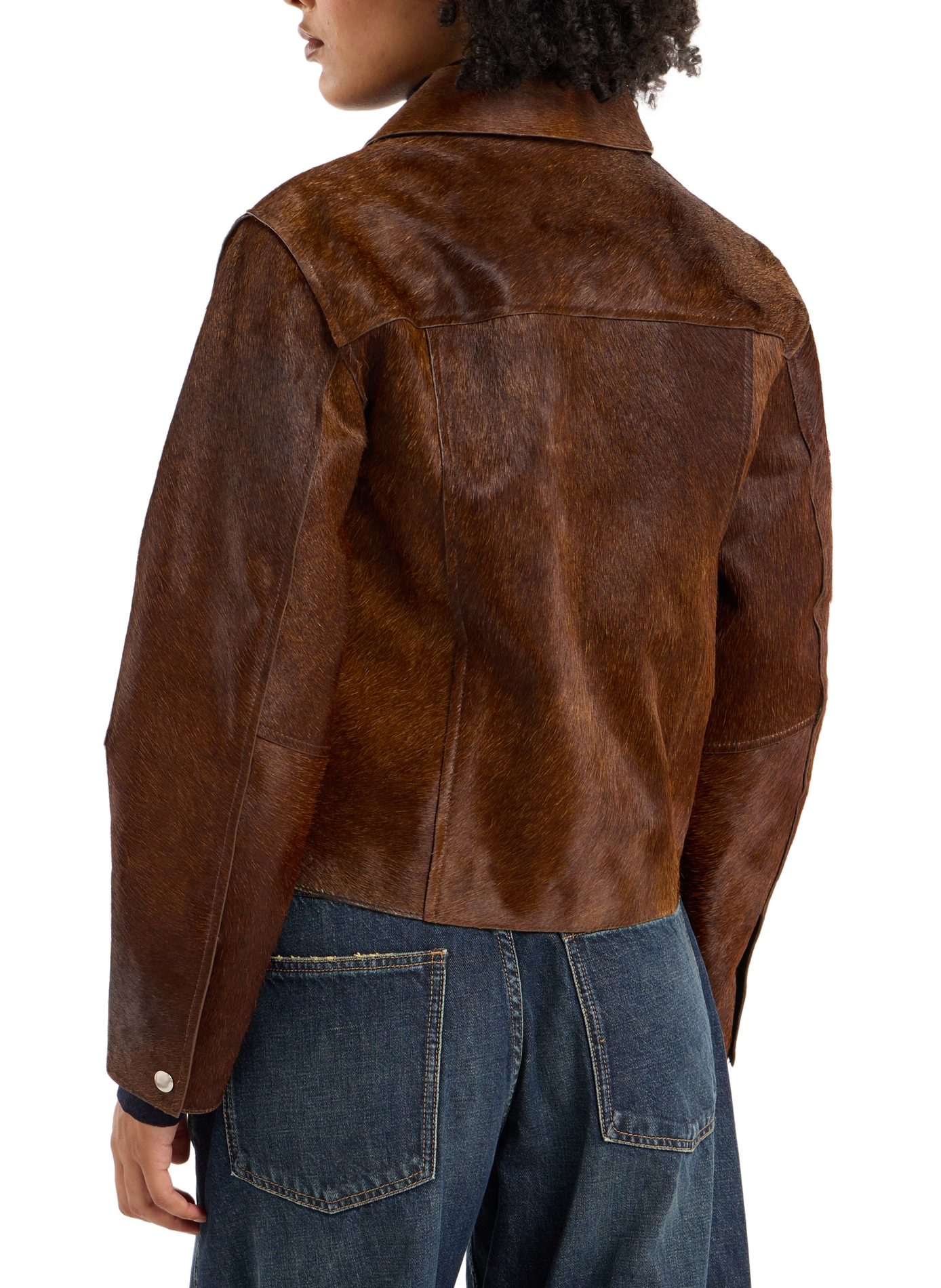 Short Bumiu jacket in pony leather SAISON 1865 Brown