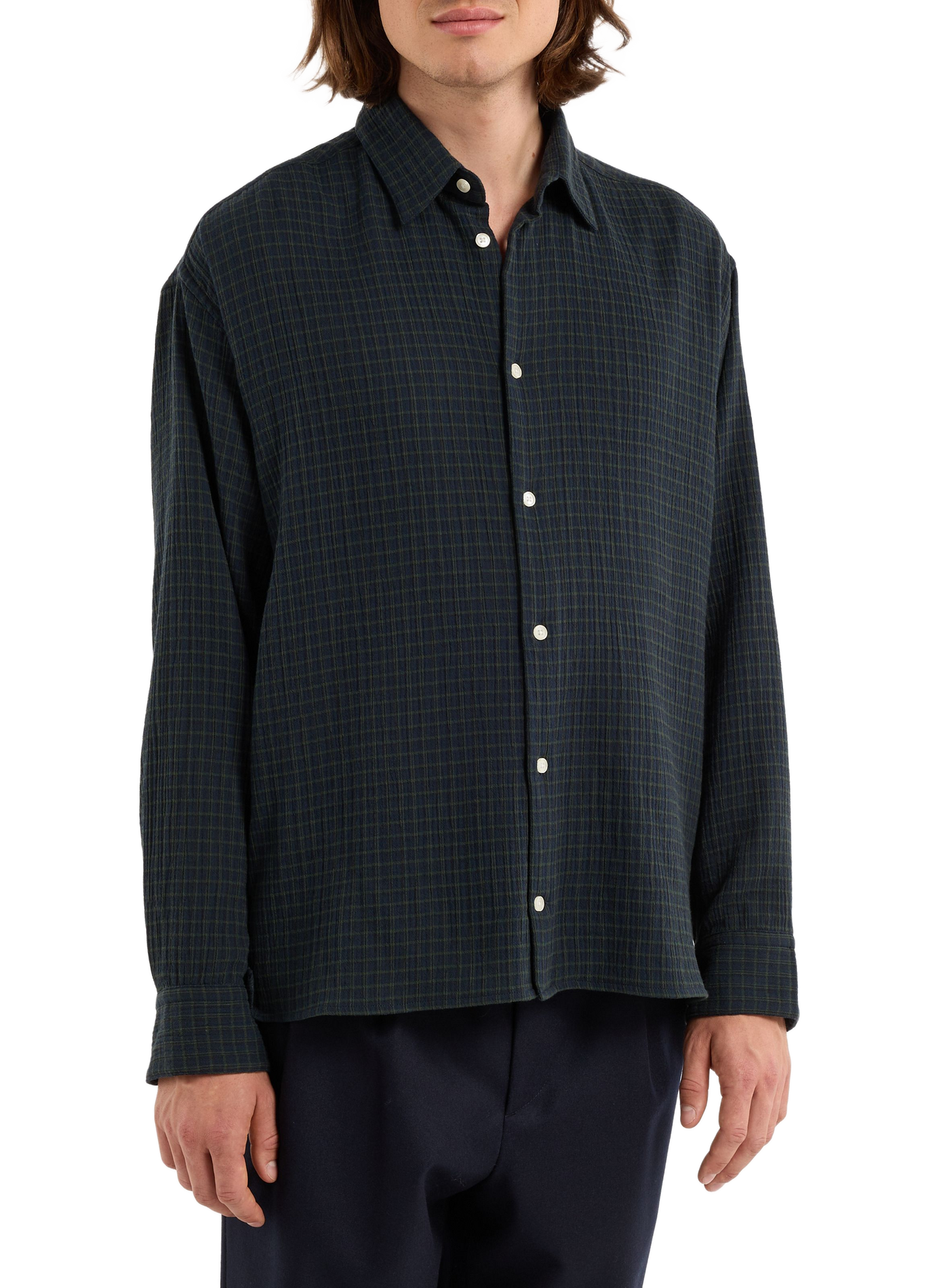 Chemise col classique manches contrastantes en coton SAISON 1865 Blue