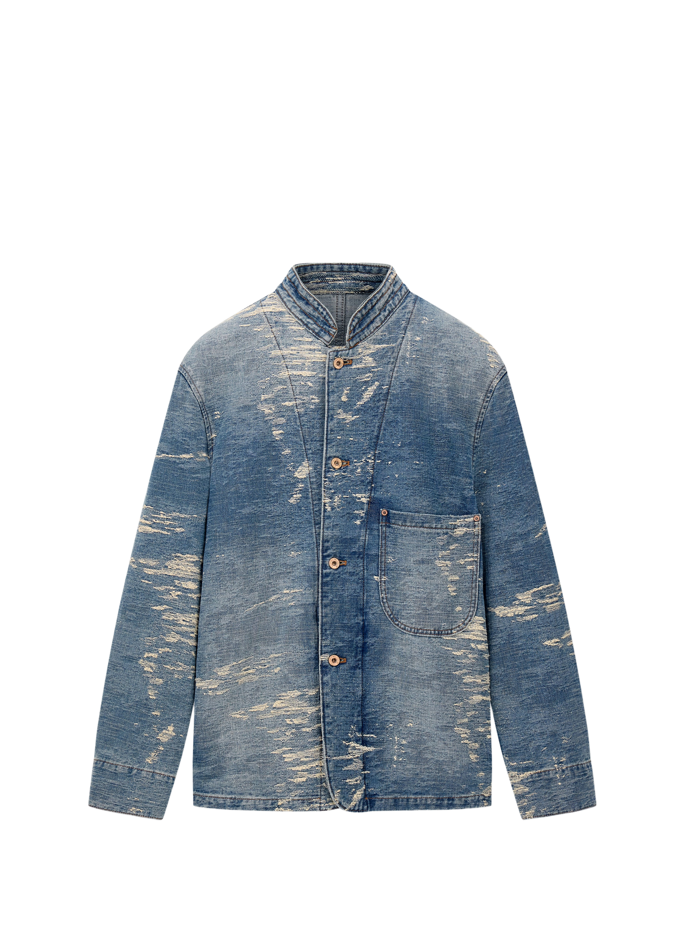 Veste effet déchiré en denim de coton EMPORIO ARMANI Bleu