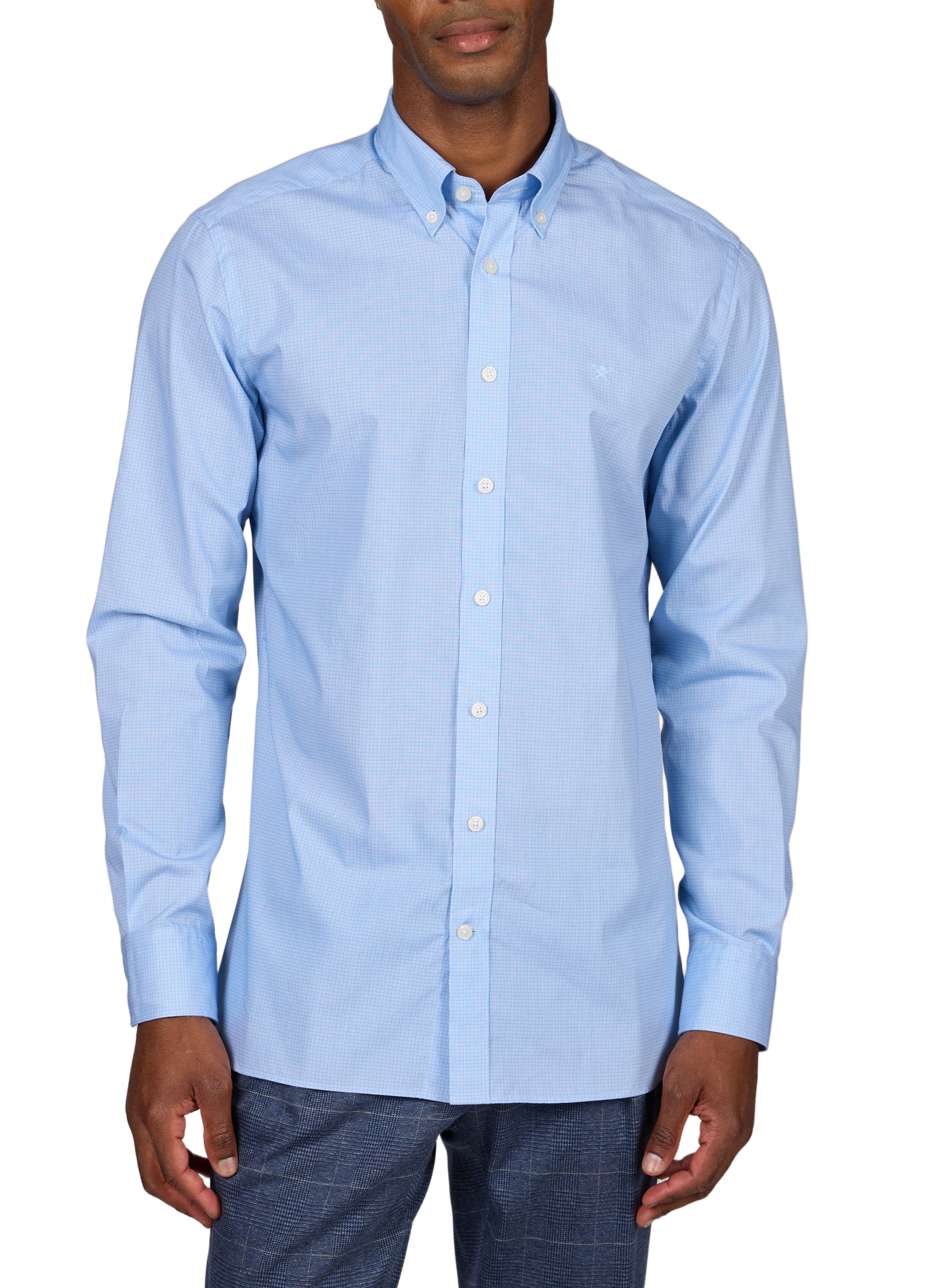 Slim fit shirt in blended cotton HACKETT Blauw