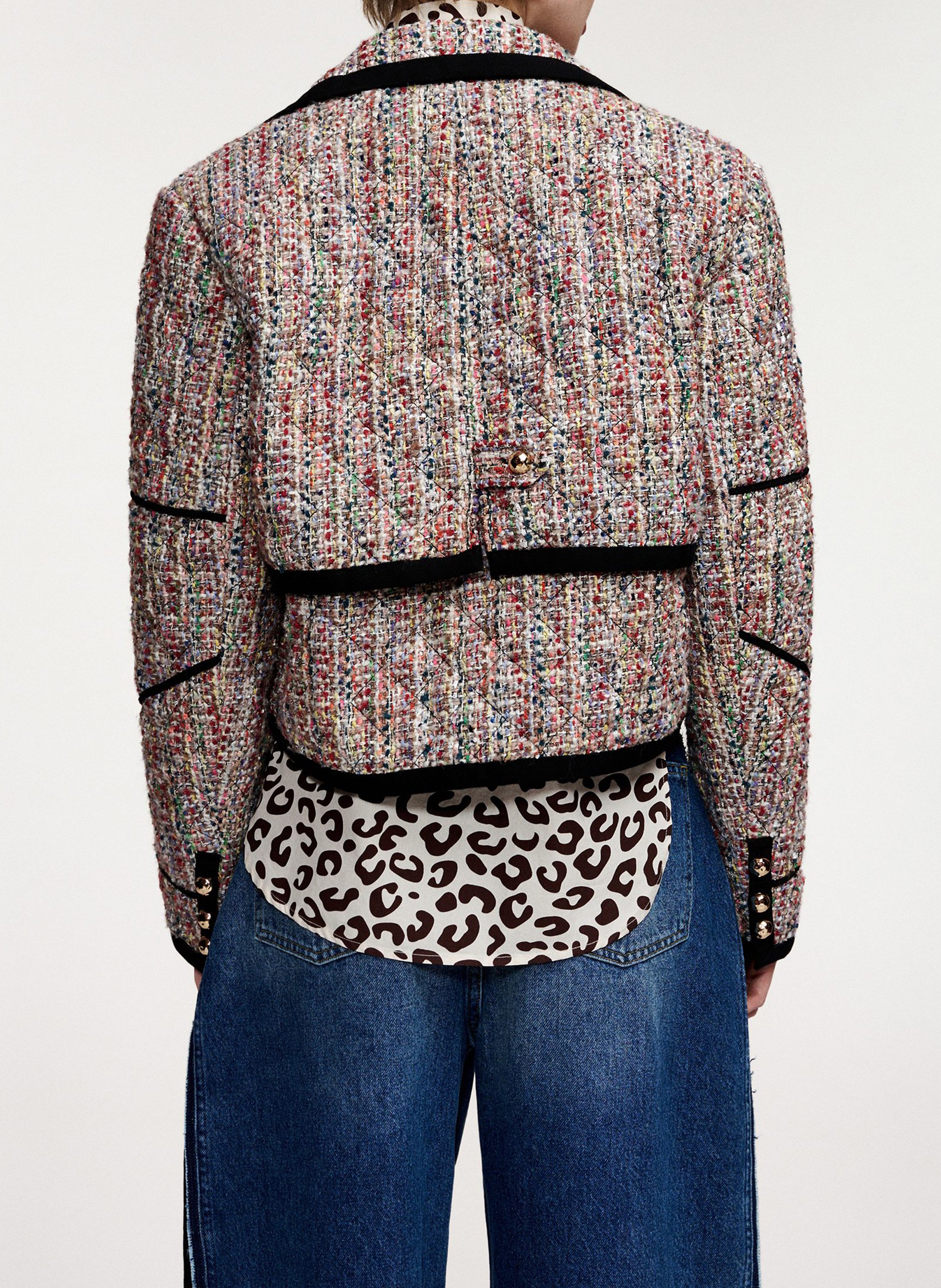 Veste droite col tailleur effet tweed kira1 ESSENTIEL ANTWERP Multicolore