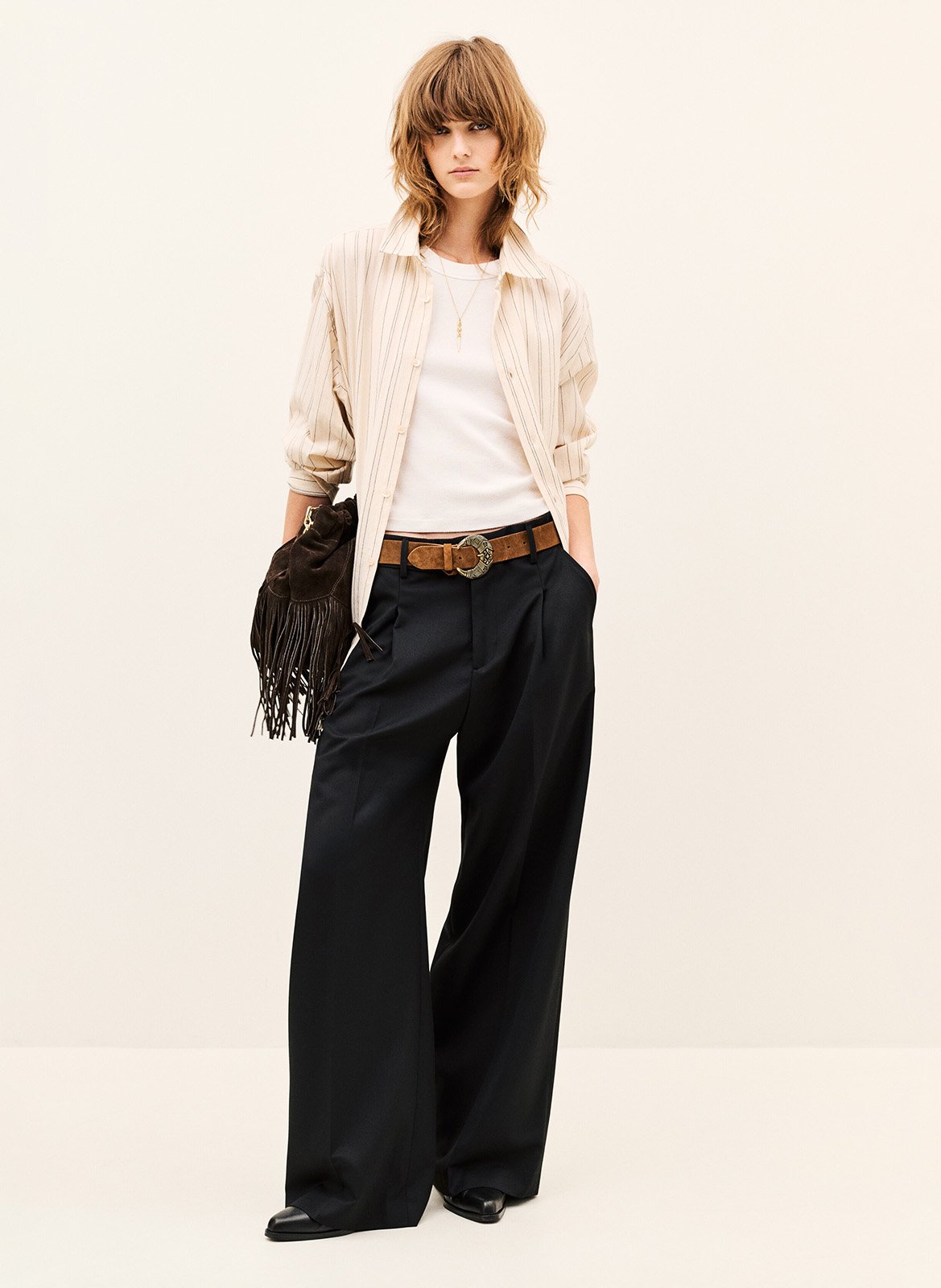 Pantalon à pinces droit uni cravy BA&SH Noir