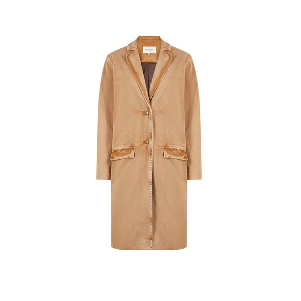 Saison 1865 Long Denim Jacket In Brown