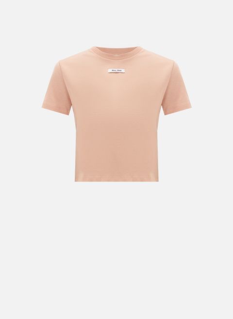 Kurzes Baumwoll-T-Shirt PinkMIU MIU 
