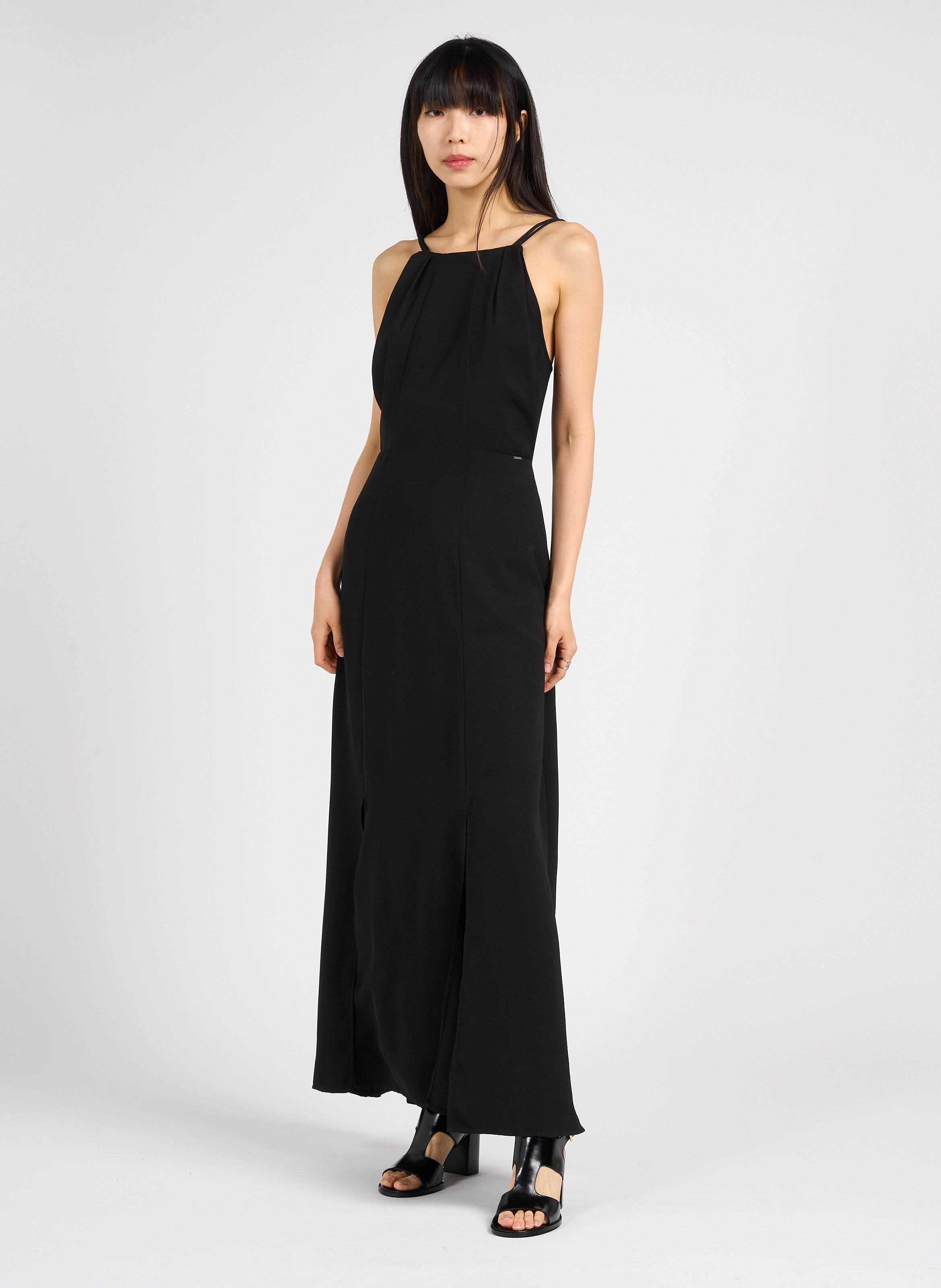 Robe longue avec dos en resille Noir