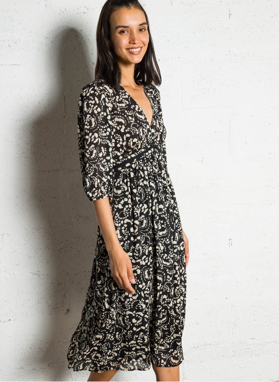 Robe midi évasée à motifs erry Noir by BA&SH BA&SH Robe midi évasée à motifs erry Noir