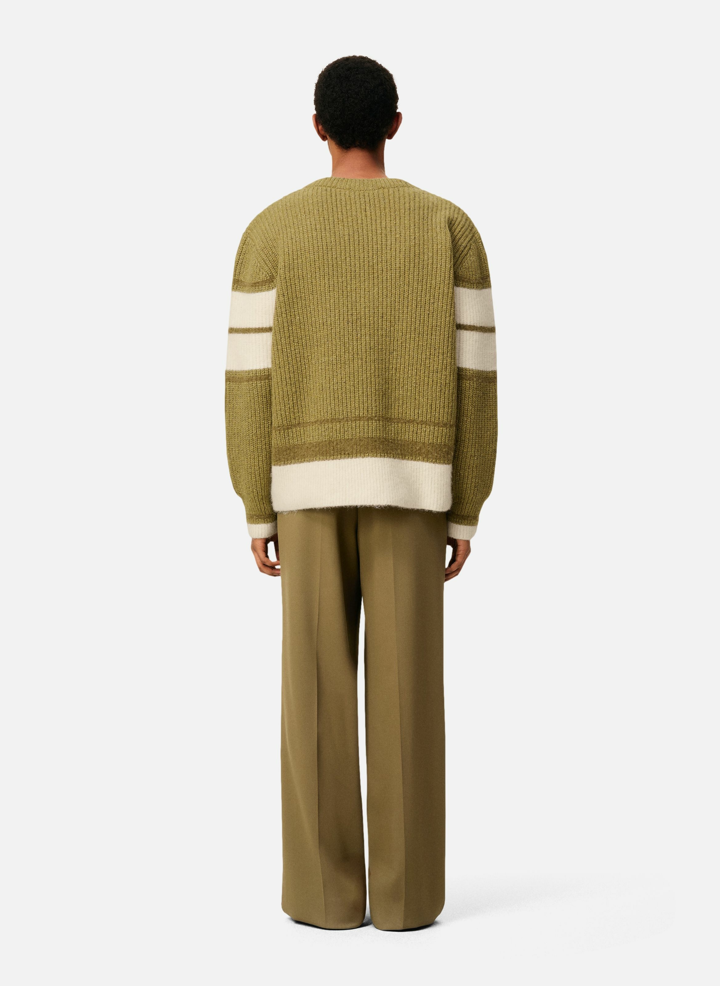 Pull college en laine côtelée unisexe AMI PARIS Vert