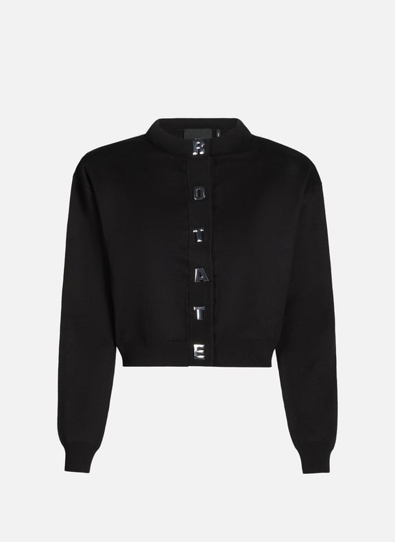 Cardigan croppé à boutons logo Noir by ROTATE ROTATE Cardigan croppé à boutons logo Noir