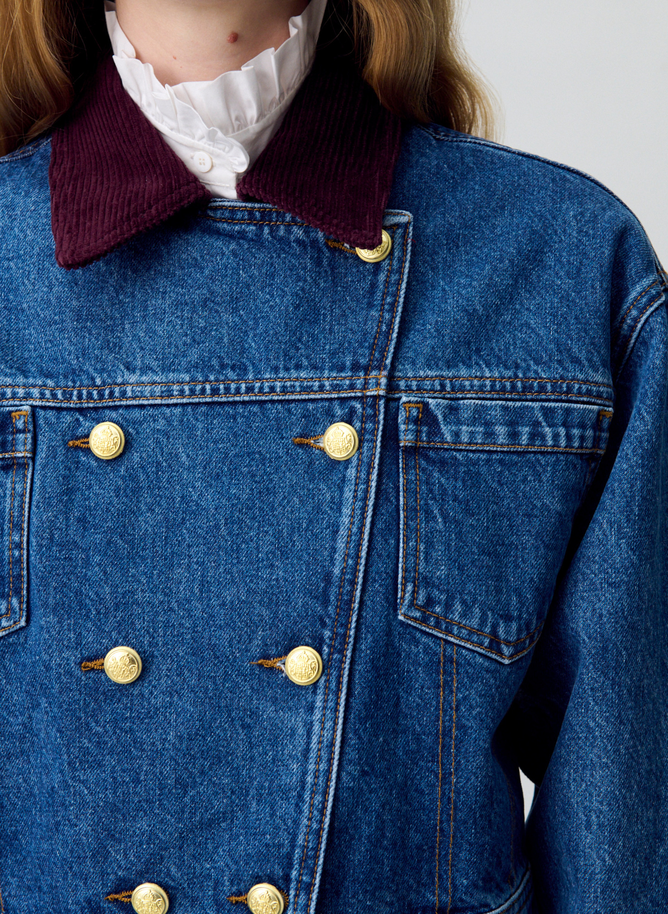 Veste en jean droite en coton CLAUDIE PIERLOT Bleu
