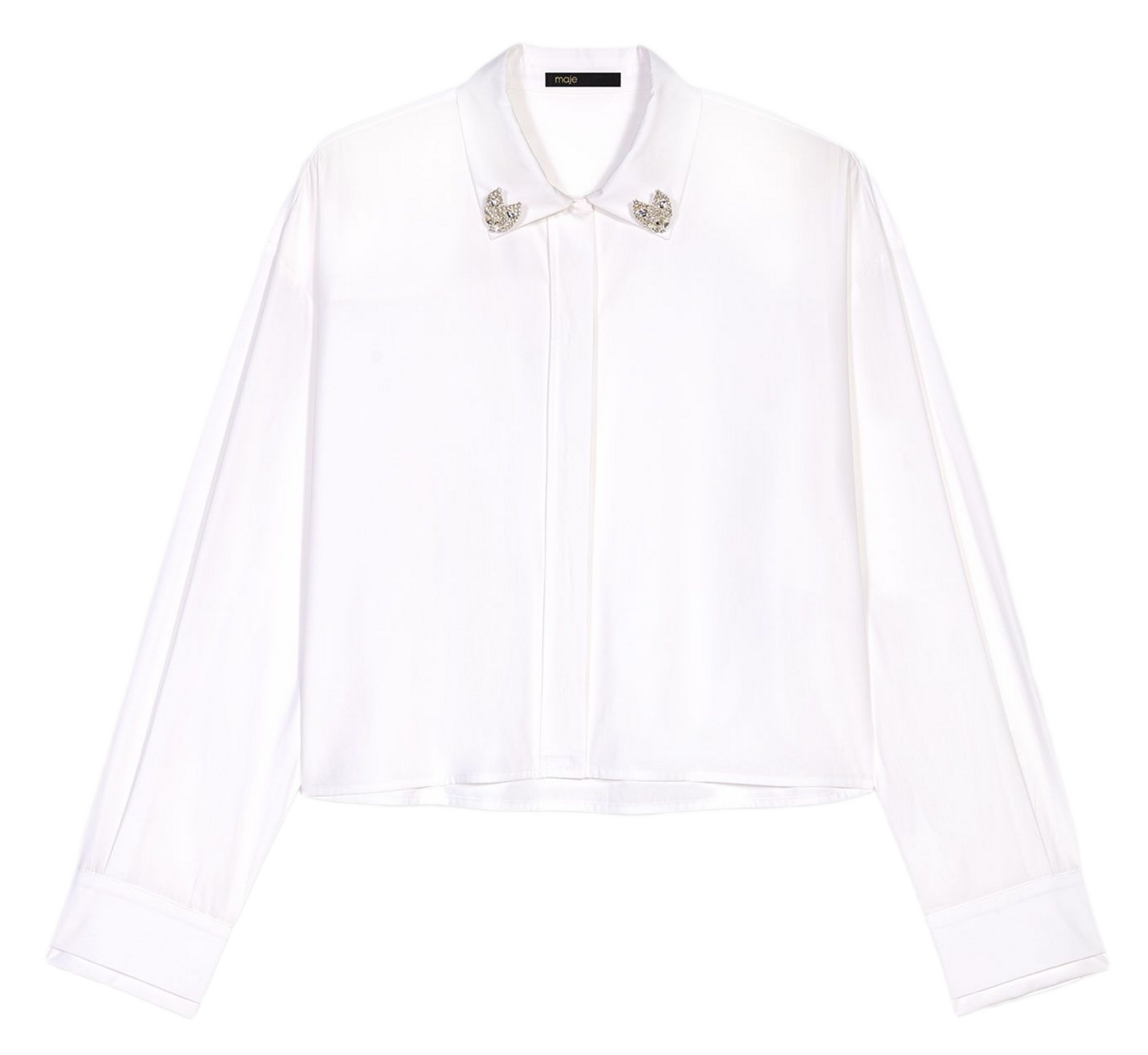 Chemise col classique en coton MAJE Blanc
