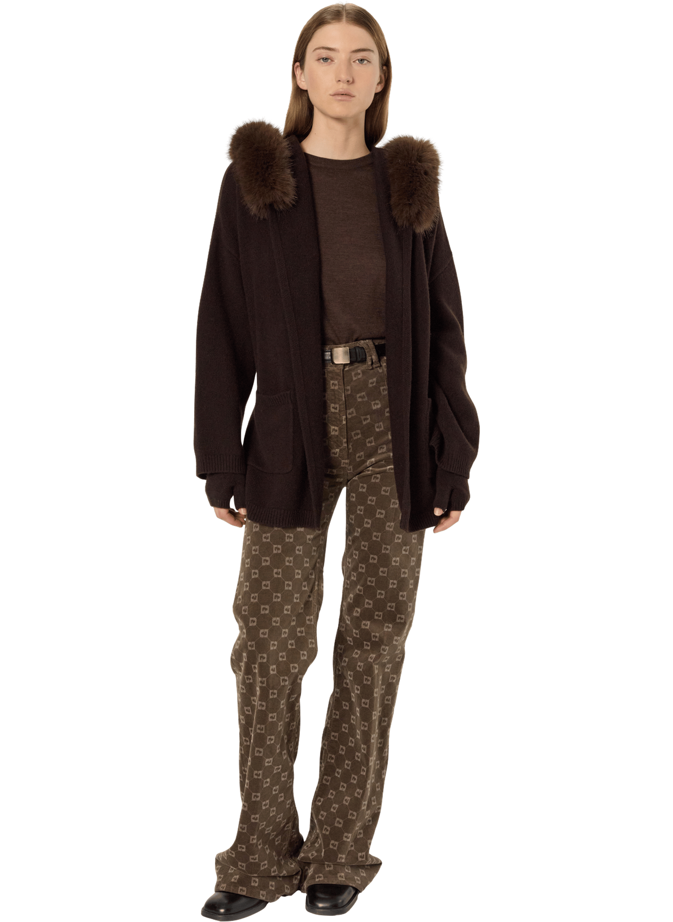 Gilet en cachemire à capuche - elo GERARD DAREL Marron