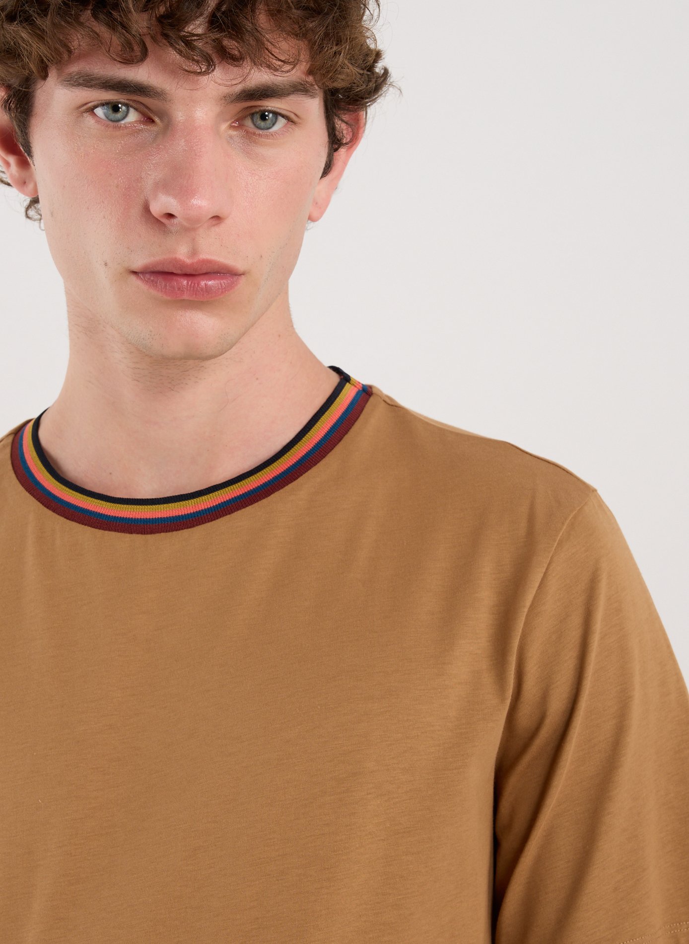 T-shirt with coloured stripes on the collar PAUL SMITH Beige