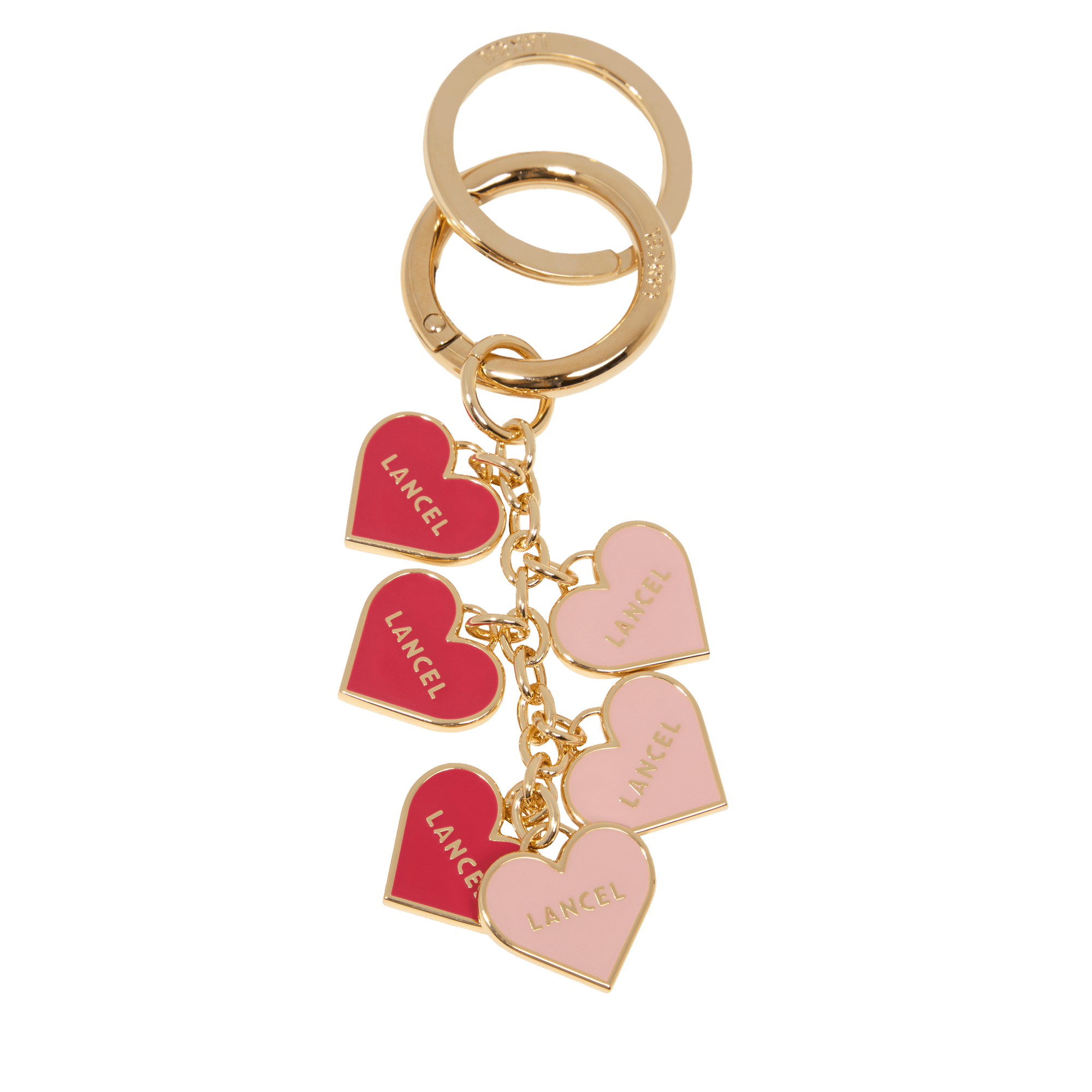 Porte-clés multi-cœurs breloques de lancel en métal LANCEL Rose