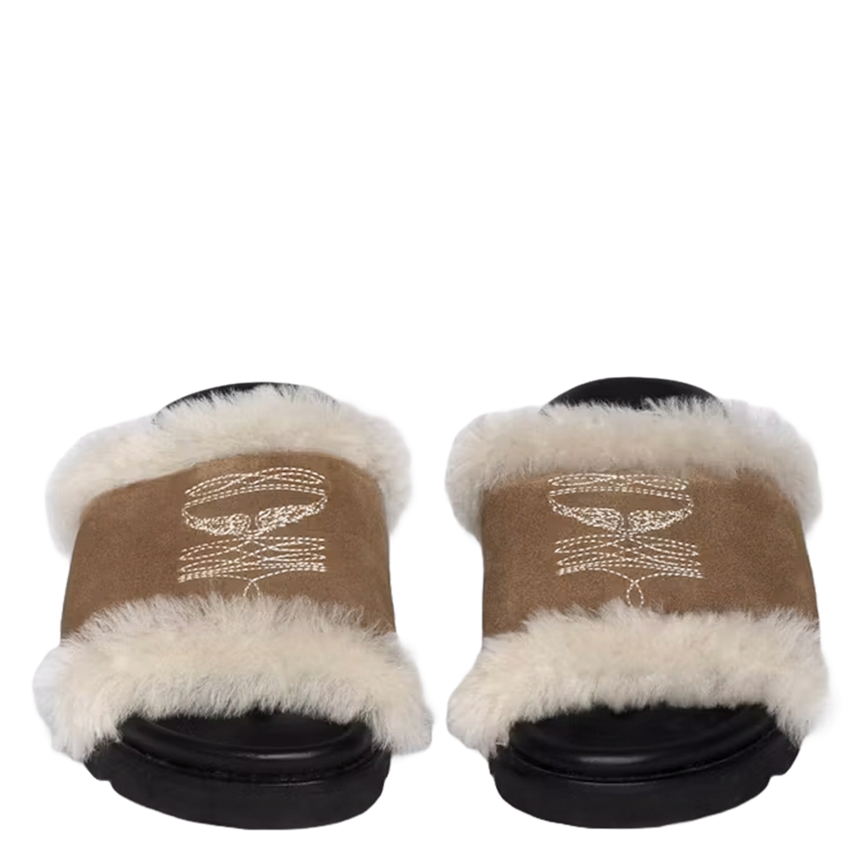 Mules en cuir velours teddy ZADIG&VOLTAIRE Marron