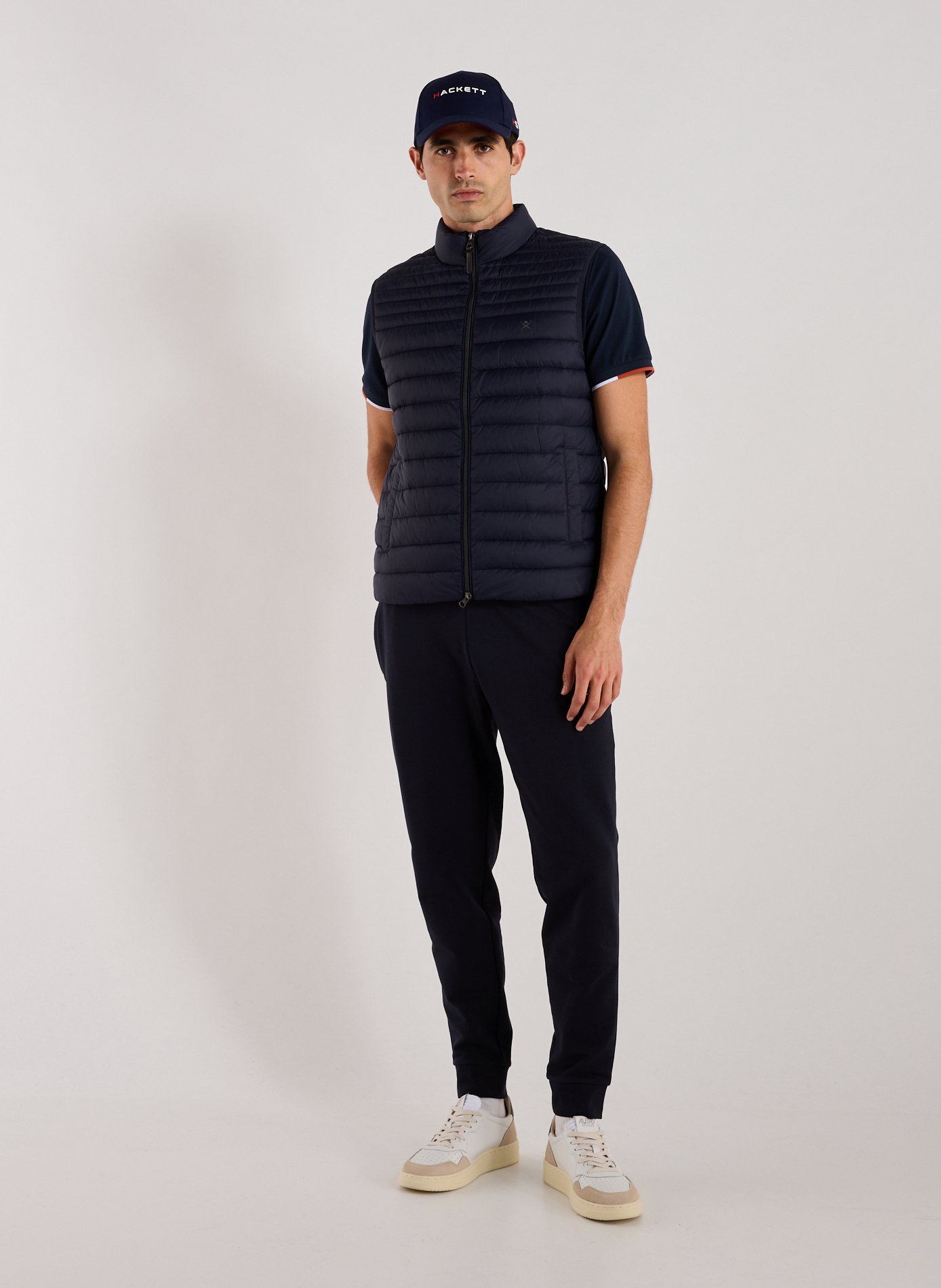 Quilted sleeveless lightweight puffer jacket HACKETT Blue