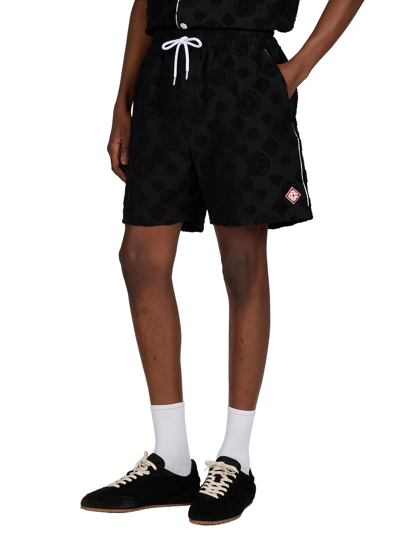 Short jacquard monogram in blended cotton. CASABLANCA PARIS Black