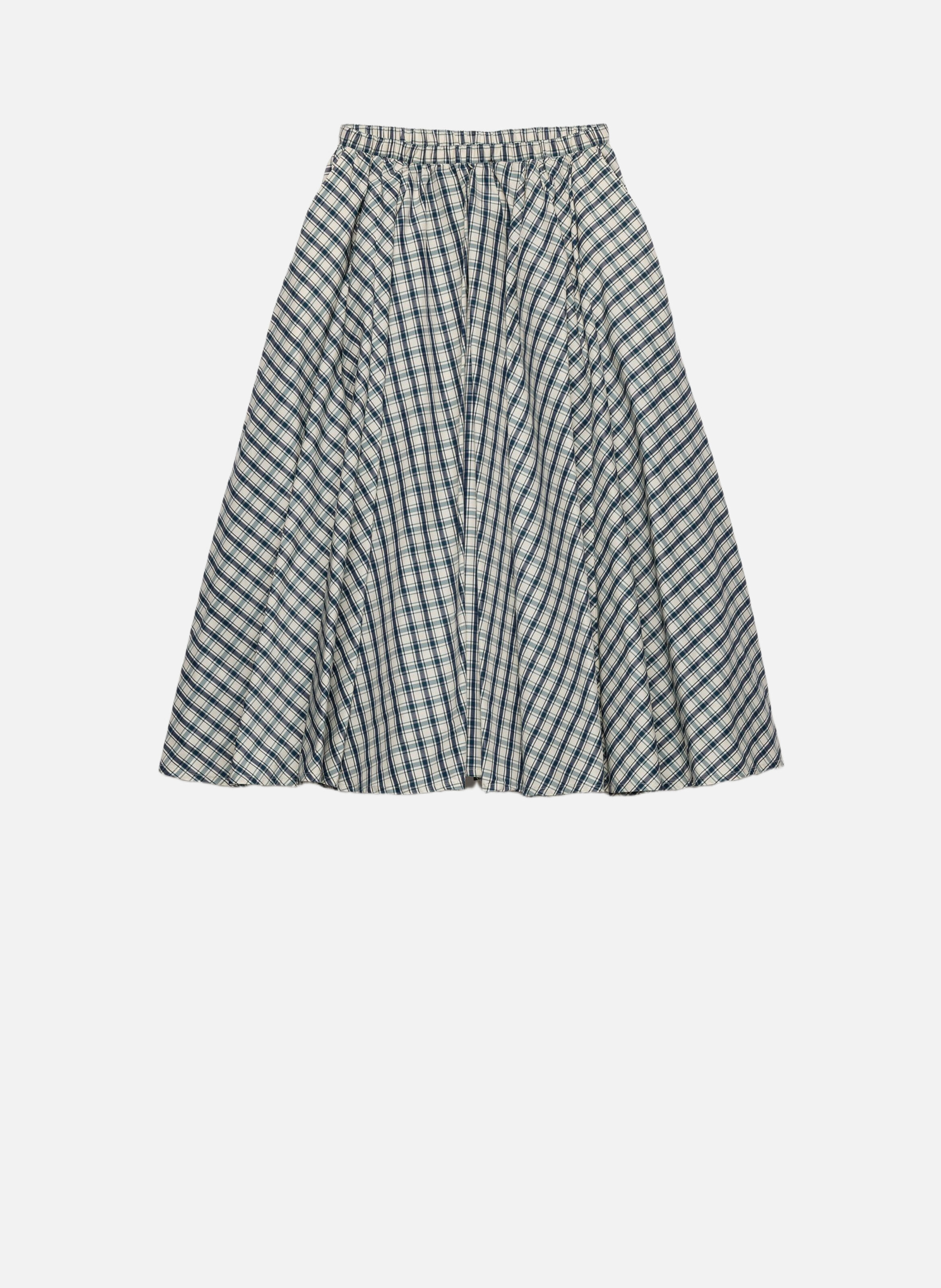 Jupe corolle en chambray à carreaux PRADA Beige