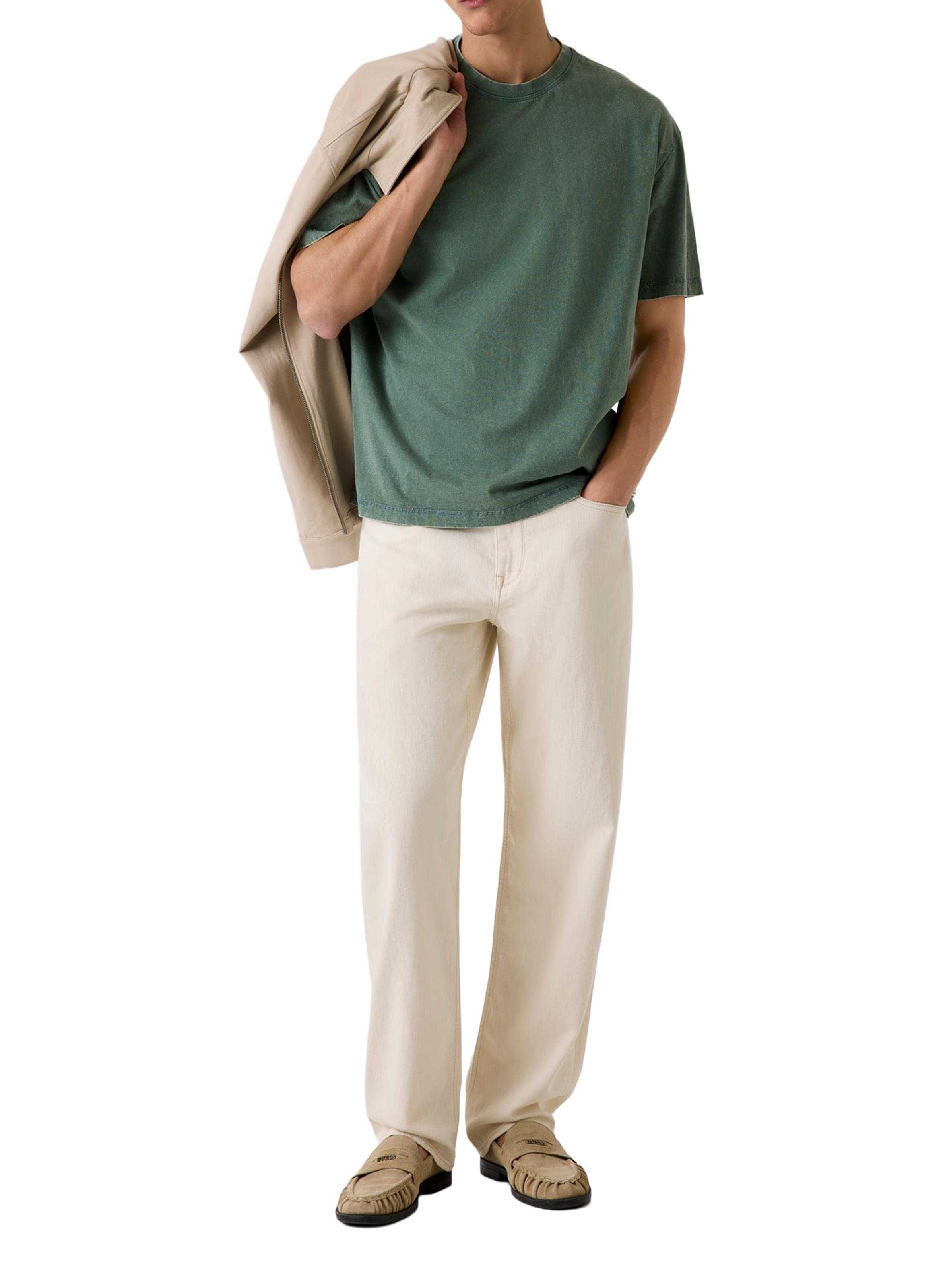 T-shirt droit en coton GUESS Vert