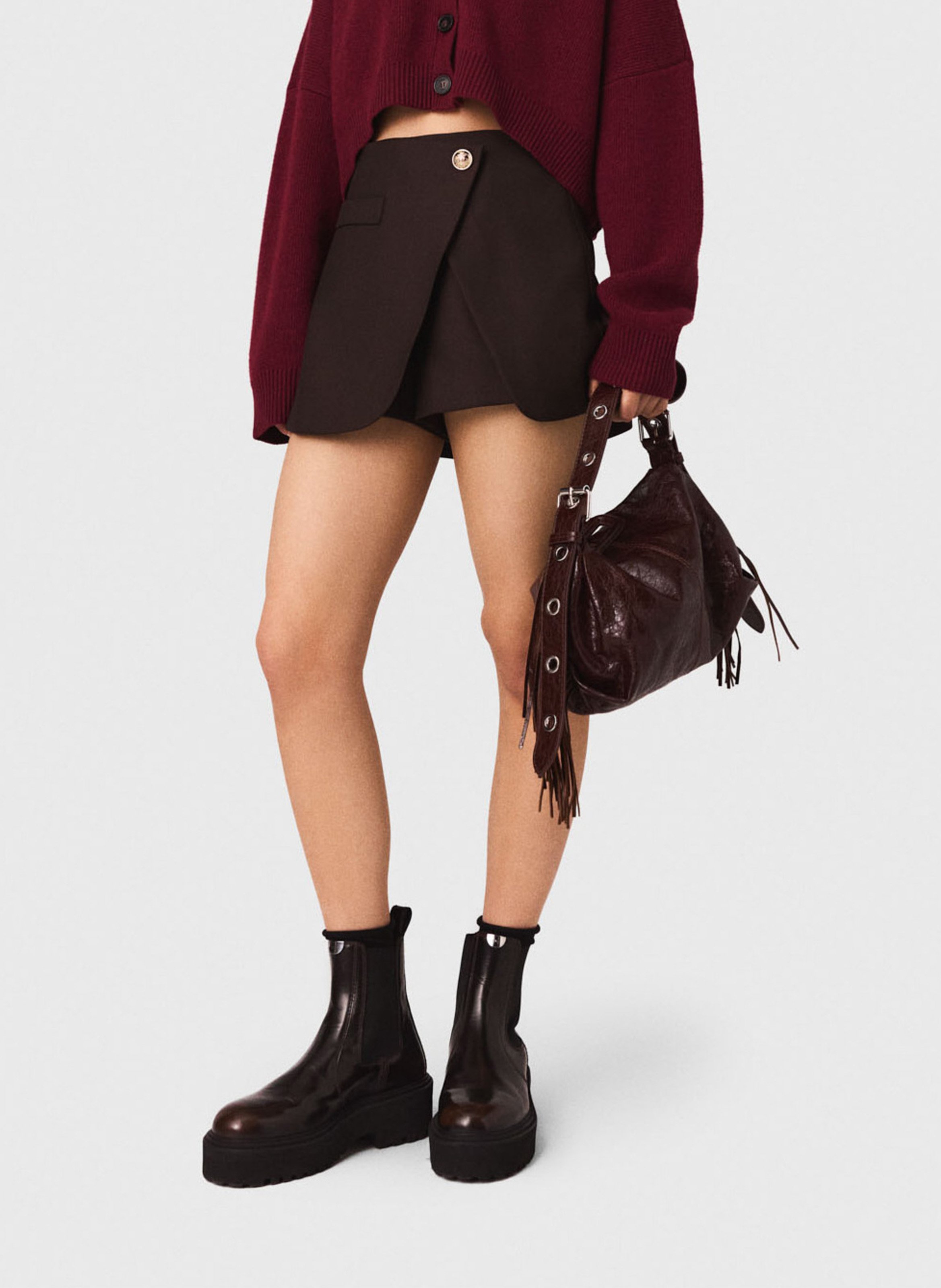 Mini jupe short MAJE Marron