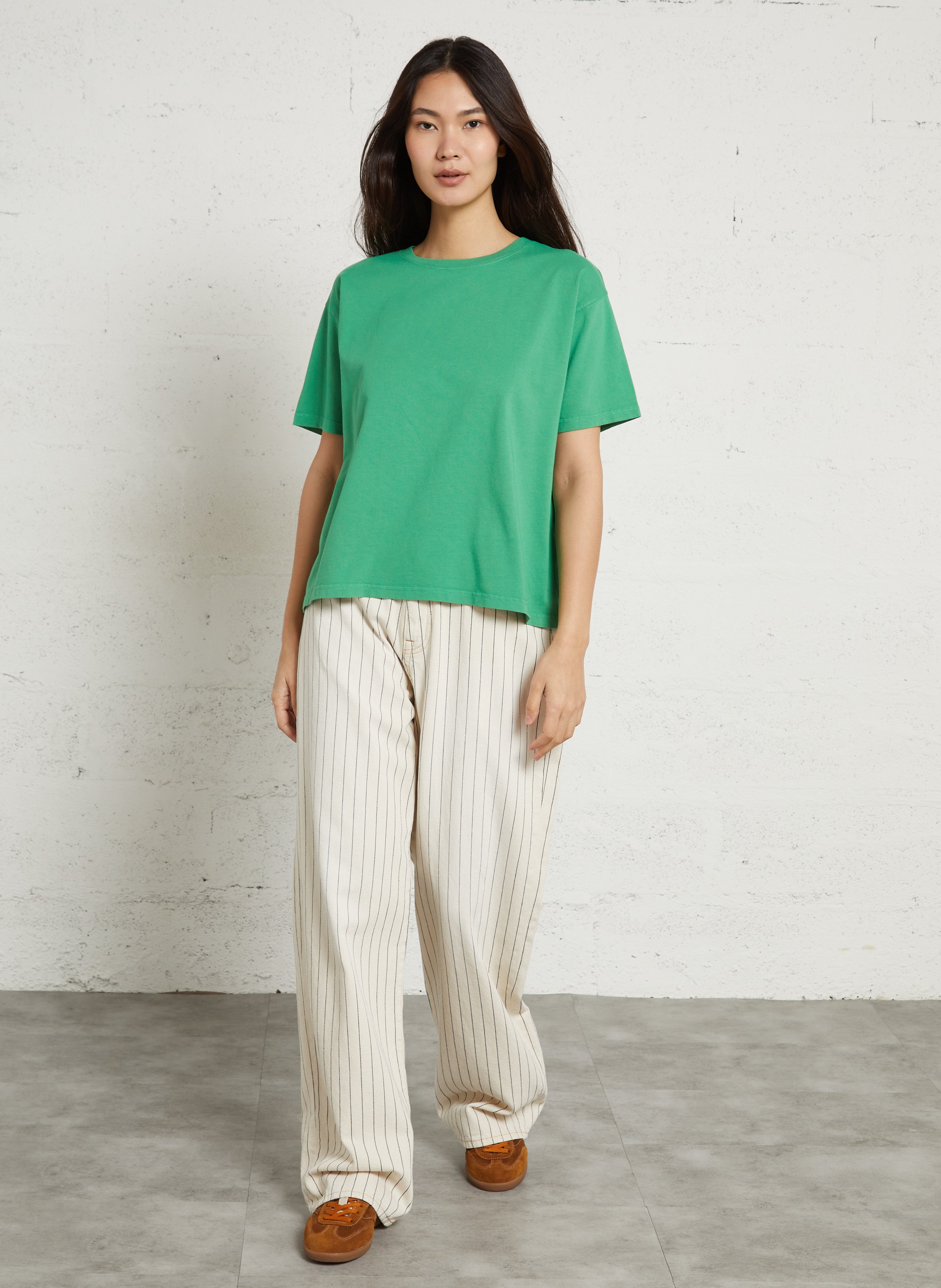 Tee-shirt ample col rond en coton fizvalley AMERICAN VINTAGE Vert