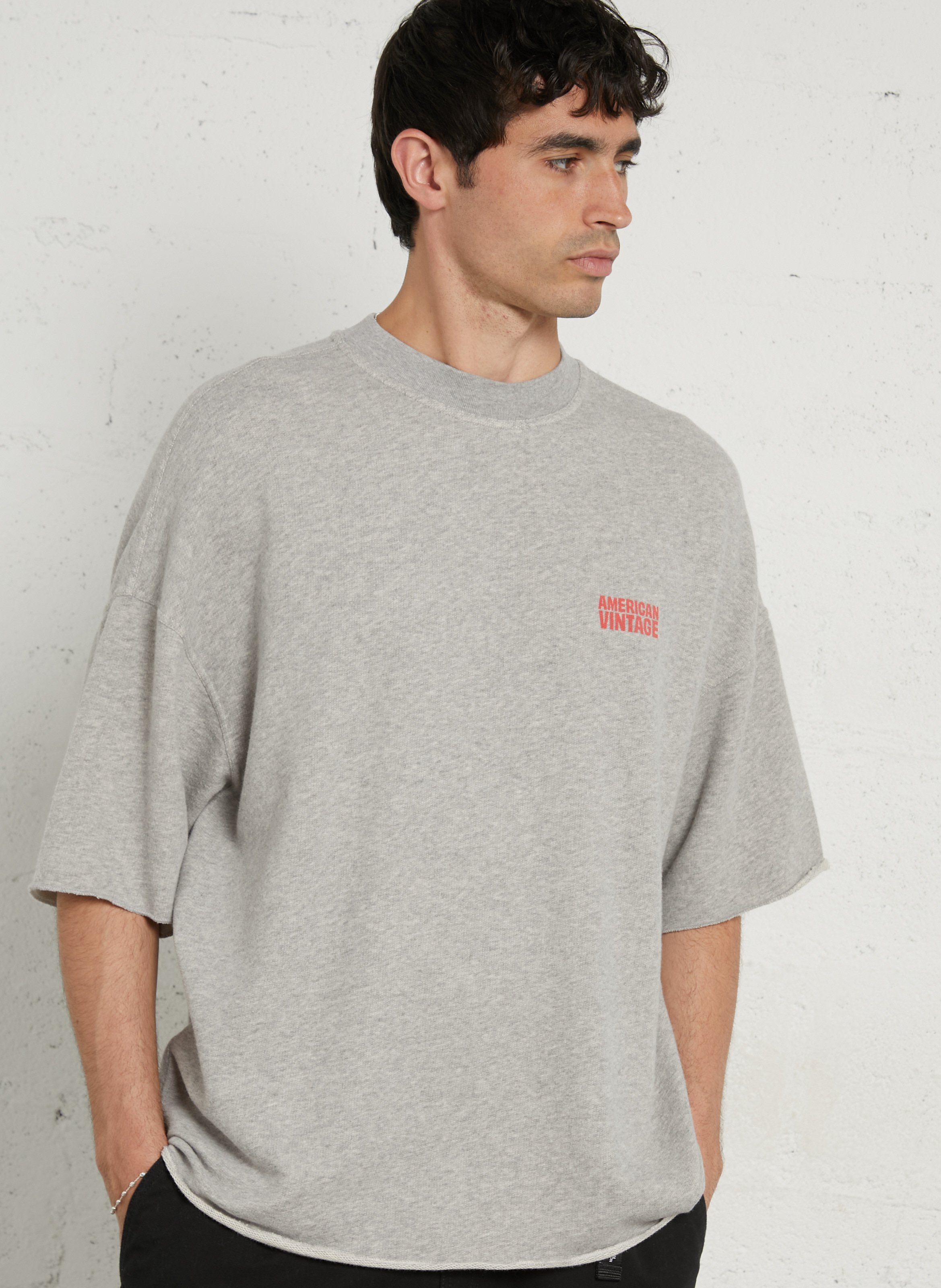 Tee-shirt col rond en coton nyzzow AMERICAN VINTAGE Gris