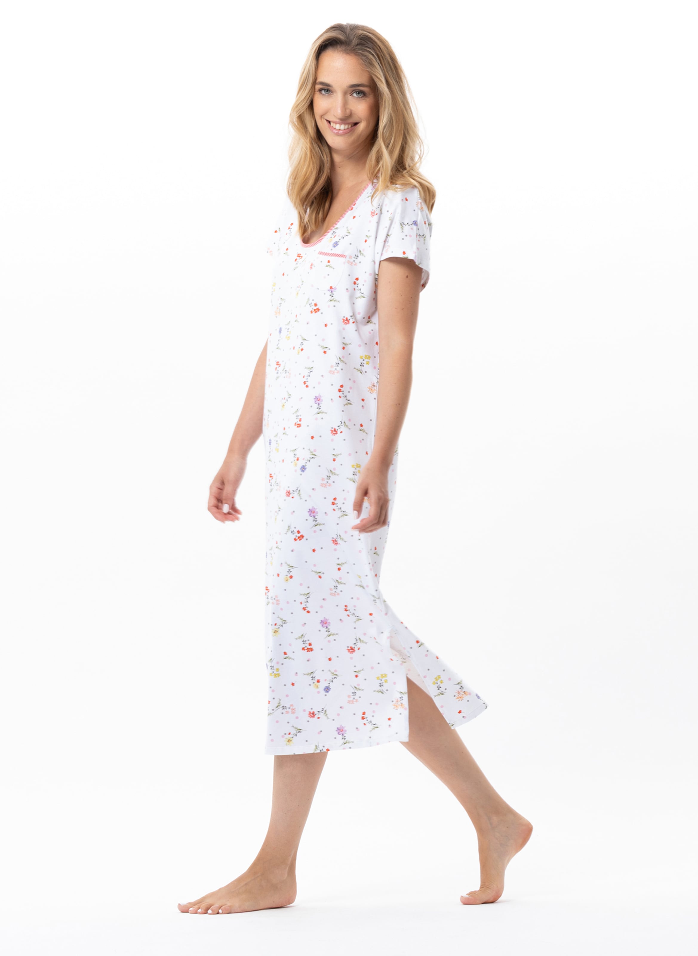 Chemise de nuit longue en coton daisy 211 LE CHAT Multicolore